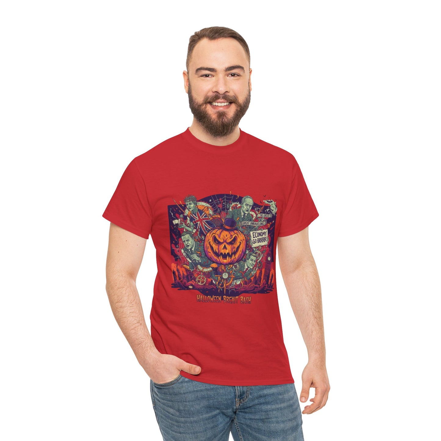 Halloween satire british design Unisex Heavy Cotton Tee shirt