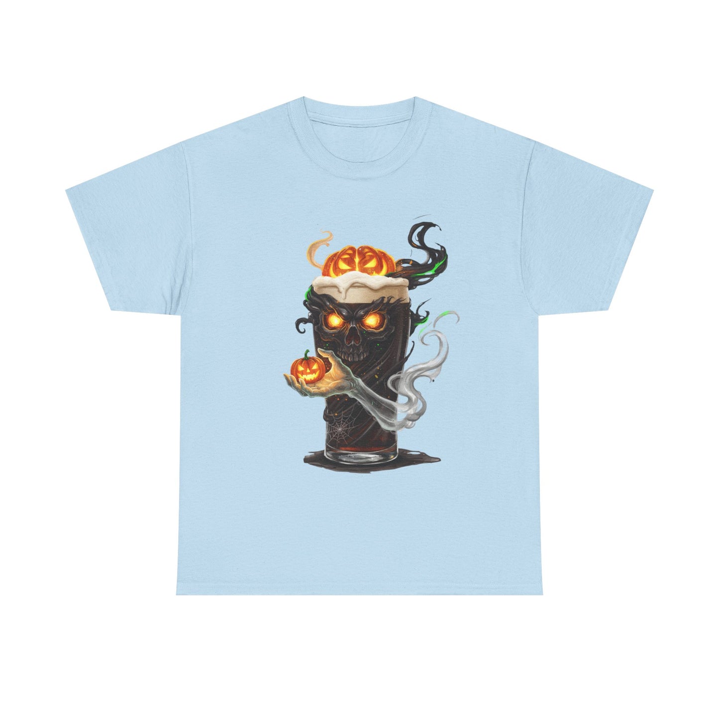 Spooky Skull Pumpkin Guiness Unisex Heavy Cotton Tee