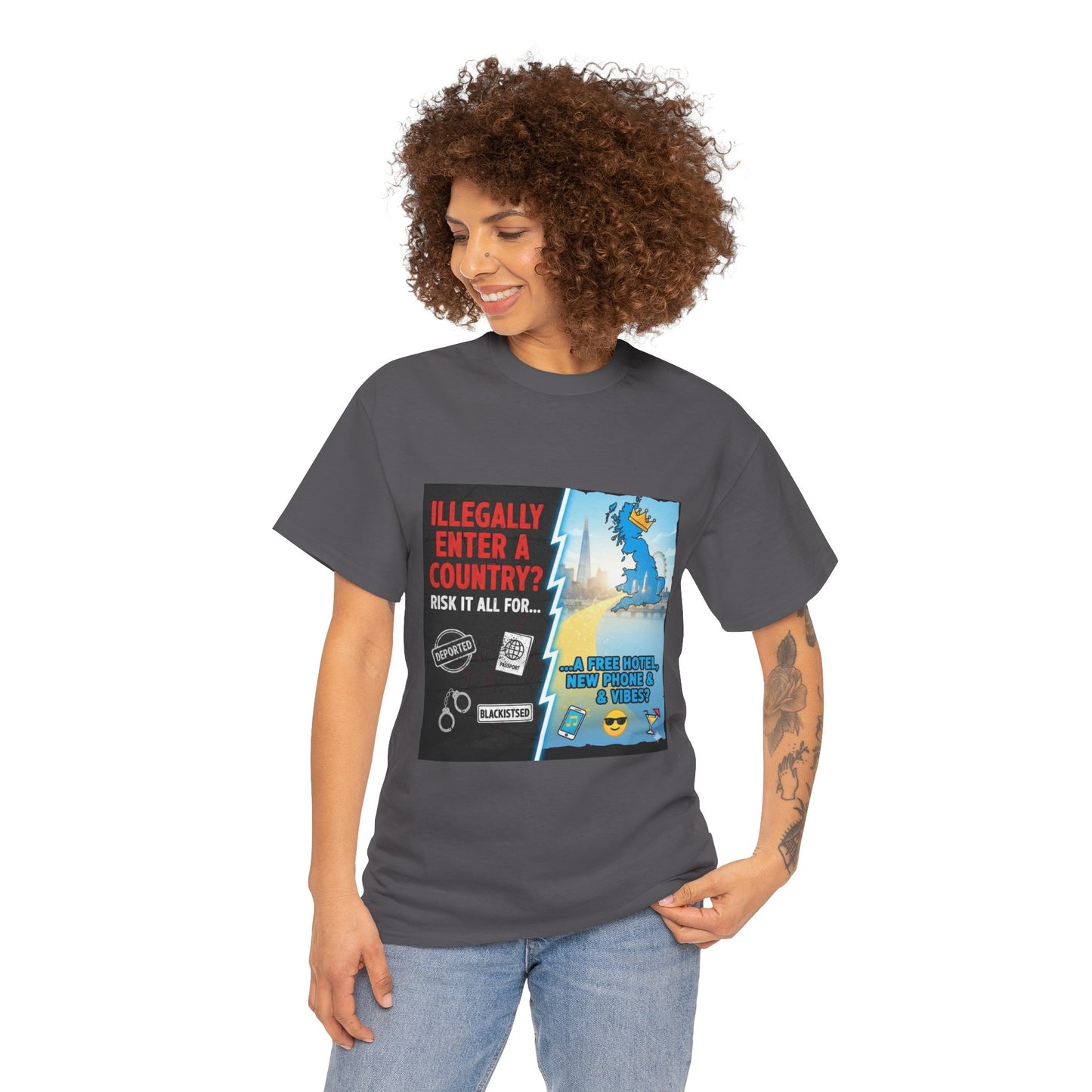Enter illegally get free hotel t shirt - Bold Statement T-Shirt - Unisex Tee for Casual Wear, Gift for Friends, Humor Style, Graphic Tee, Perfect for Celebrations