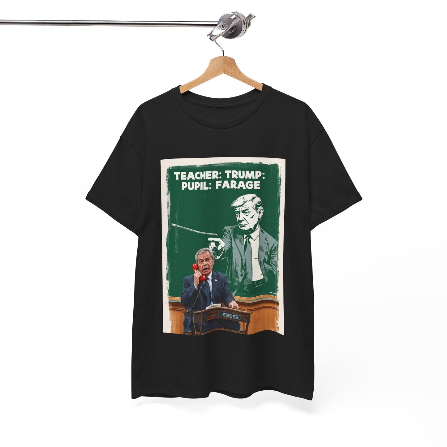 Political Humor Tee: Teacher Trump & Pupil Farage Graphic Shirt