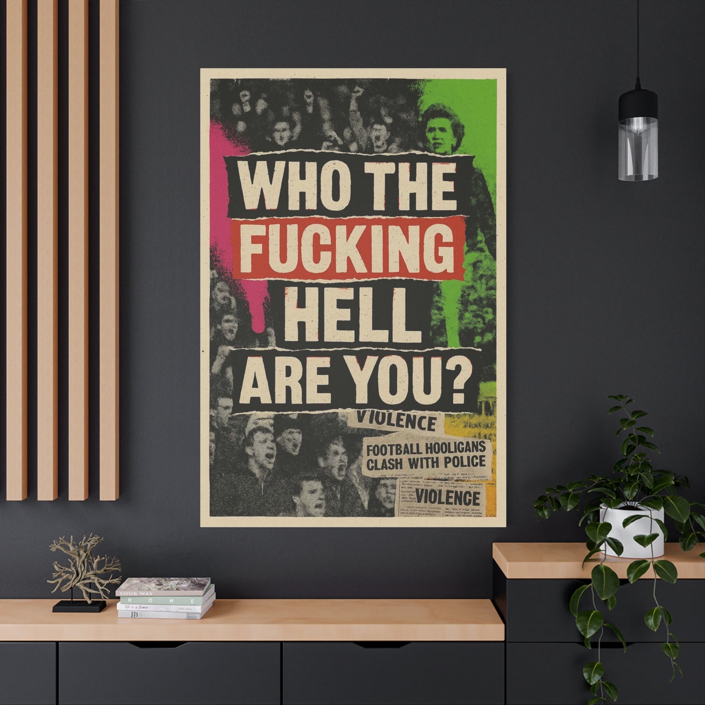 80s retro hooligan terrace chant classic design - Bold Art Canvas Print, Urban Decor, Wall Art for Home, Gift for Friends, Office Wall Decoration, Motivational Artwork