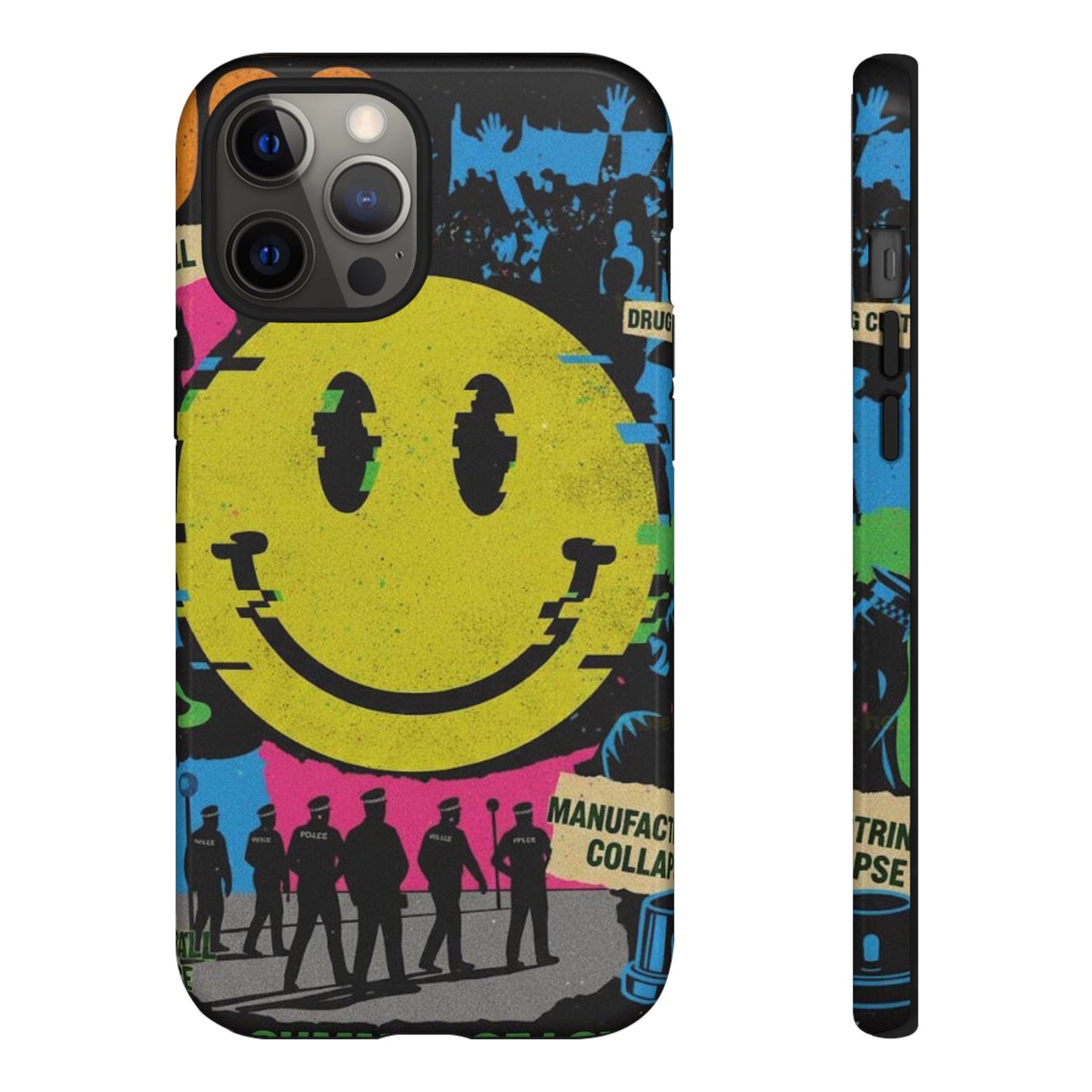 Acid house rave Vibrant iPhone Case, Tough Cases, Smiley Face Phone Cover, Fun Accessory, Colorful Phone Protector, Gift for Teenagers