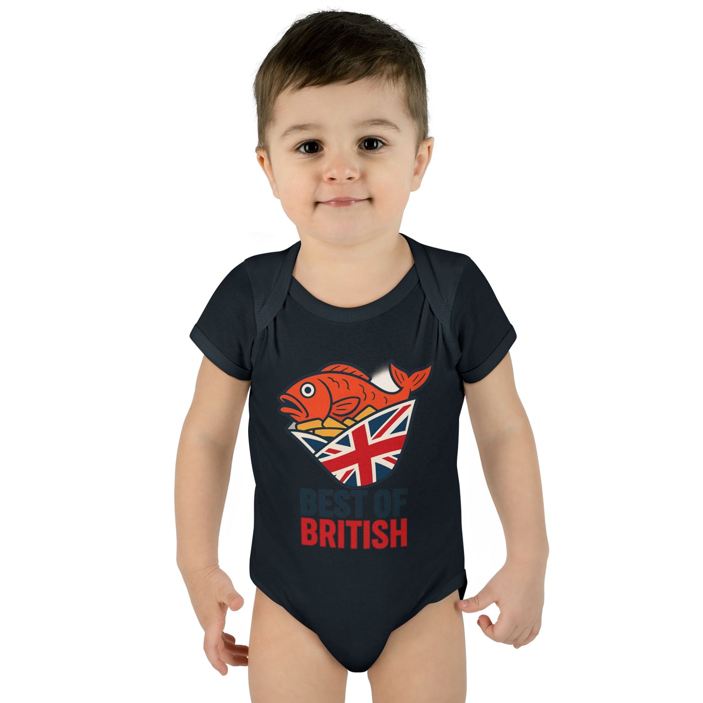 Fish & chips British Pride Baby Bodysuit, Cute Infant Outfit, Baby Shower Gift, British Culture Apparel, New Parent Essentials, Toddler Clothing
