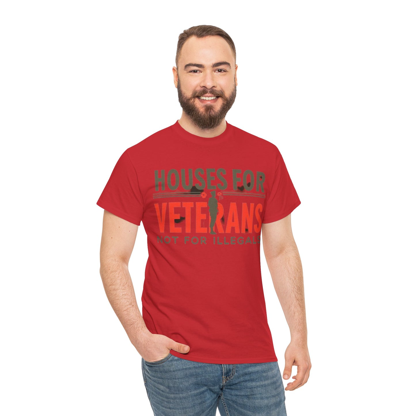Unisex Heavy Cotton Tee - 'Houses for Veterans not for illegals' Statement Shirt for Supporters, Patriotic Gifts, Veteran Advocacy Apparel, Everyday [...]