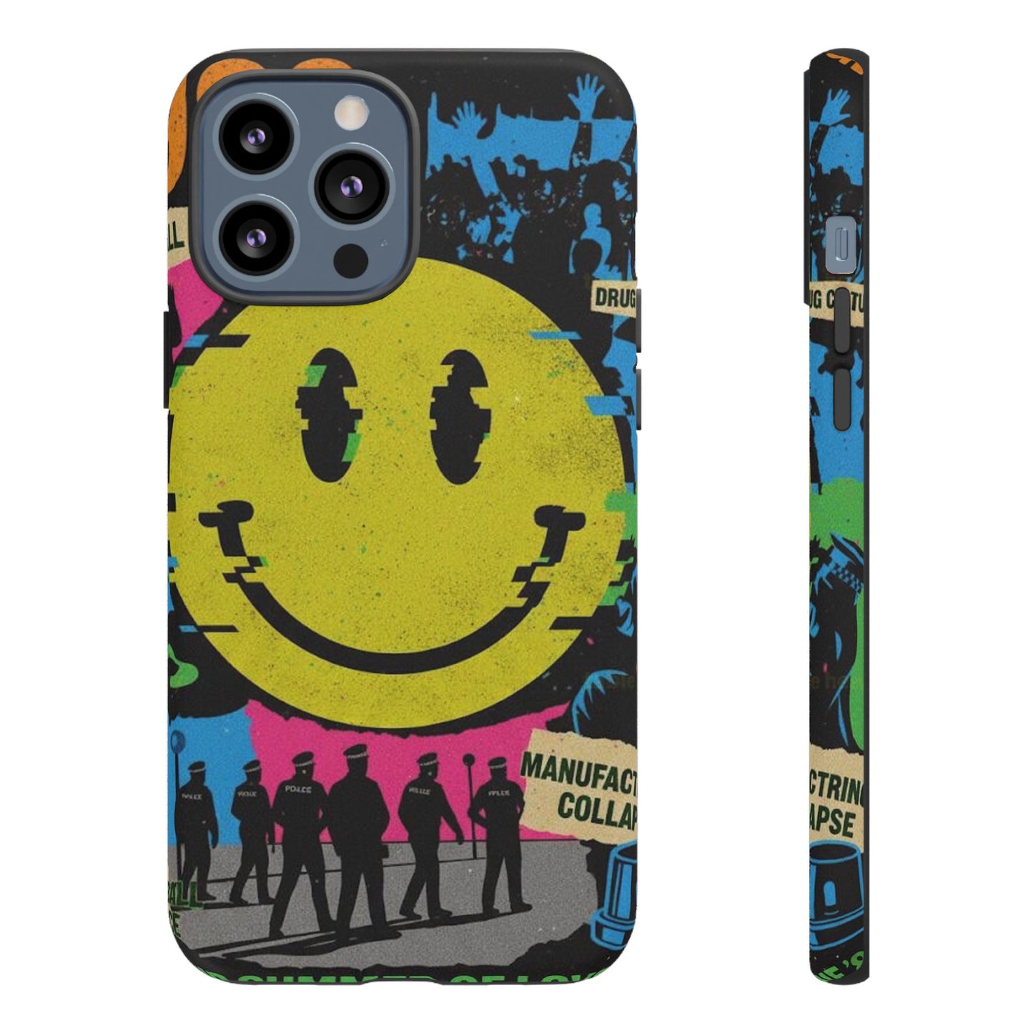 Acid house rave Vibrant iPhone Case, Tough Cases, Smiley Face Phone Cover, Fun Accessory, Colorful Phone Protector, Gift for Teenagers
