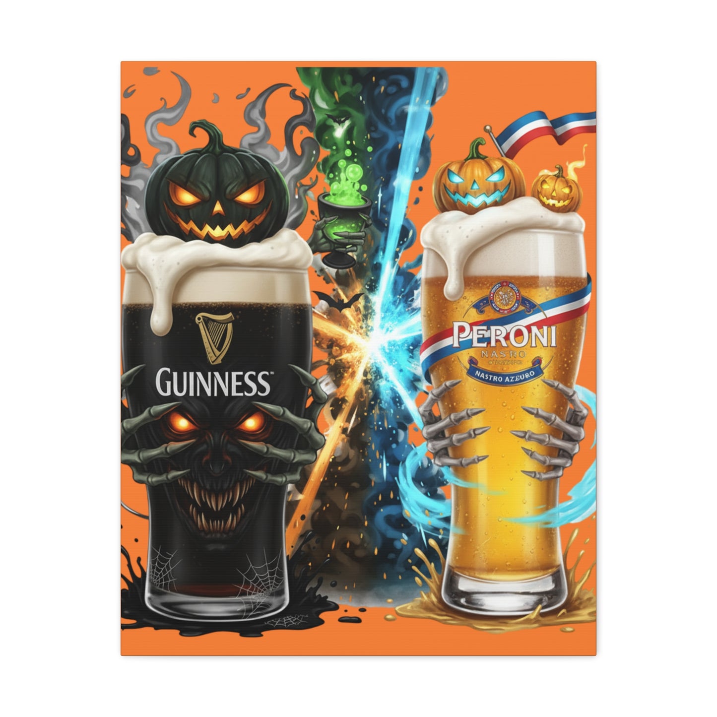 Halloween Guiness Beer Canvas Art Print, Spooky Wall Decor for Pub, Bar, Halloween Party, Unique Gift for Beer Lovers