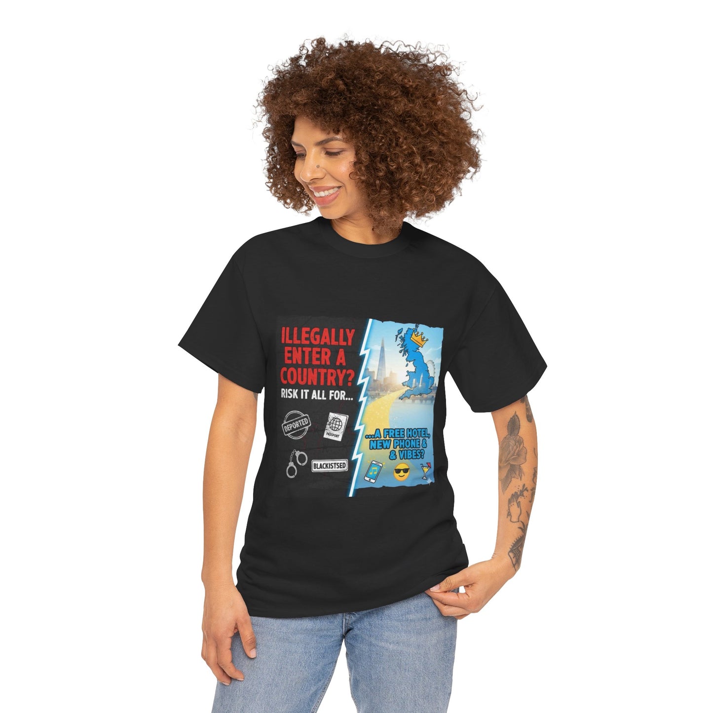 Enter illegally get free hotel t shirt - Bold Statement T-Shirt - Unisex Tee for Casual Wear, Gift for Friends, Humor Style, Graphic Tee, Perfect for Celebrations