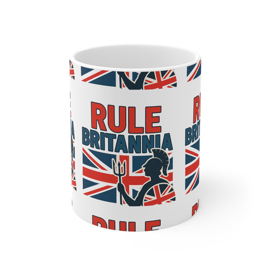 Rule Britannia Ceramic Coffee Cups - 11oz & 15oz - British Patriot Mugs, Tea Party, Gift Ideas, Cool Decor, National Pride