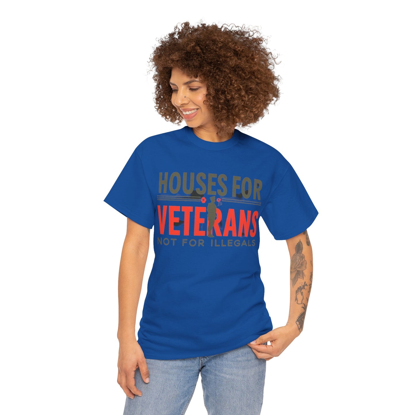 Unisex Heavy Cotton Tee - 'Houses for Veterans not for illegals' Statement Shirt for Supporters, Patriotic Gifts, Veteran Advocacy Apparel, Everyday [...]