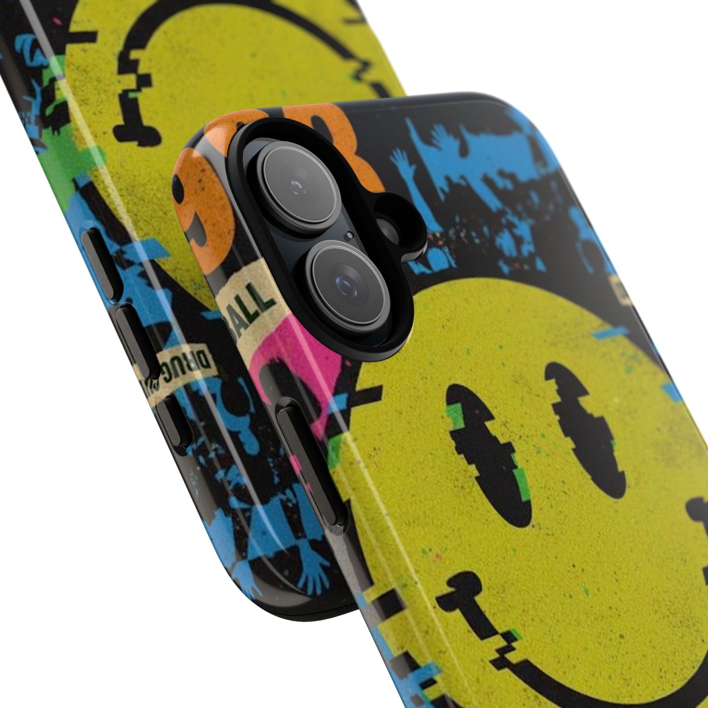 Acid house rave Vibrant iPhone Case, Tough Cases, Smiley Face Phone Cover, Fun Accessory, Colorful Phone Protector, Gift for Teenagers