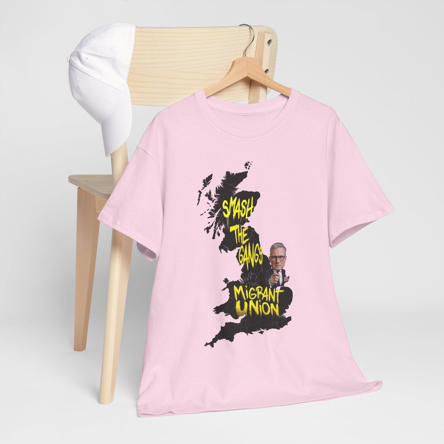 MIGRANT UNION starmer smash the gangs edition - Graphic Unisex Cotton Tee | Smash the Camps, Migrant Union | Protest Wear, Street Style, Music Festival, Casual Outfit