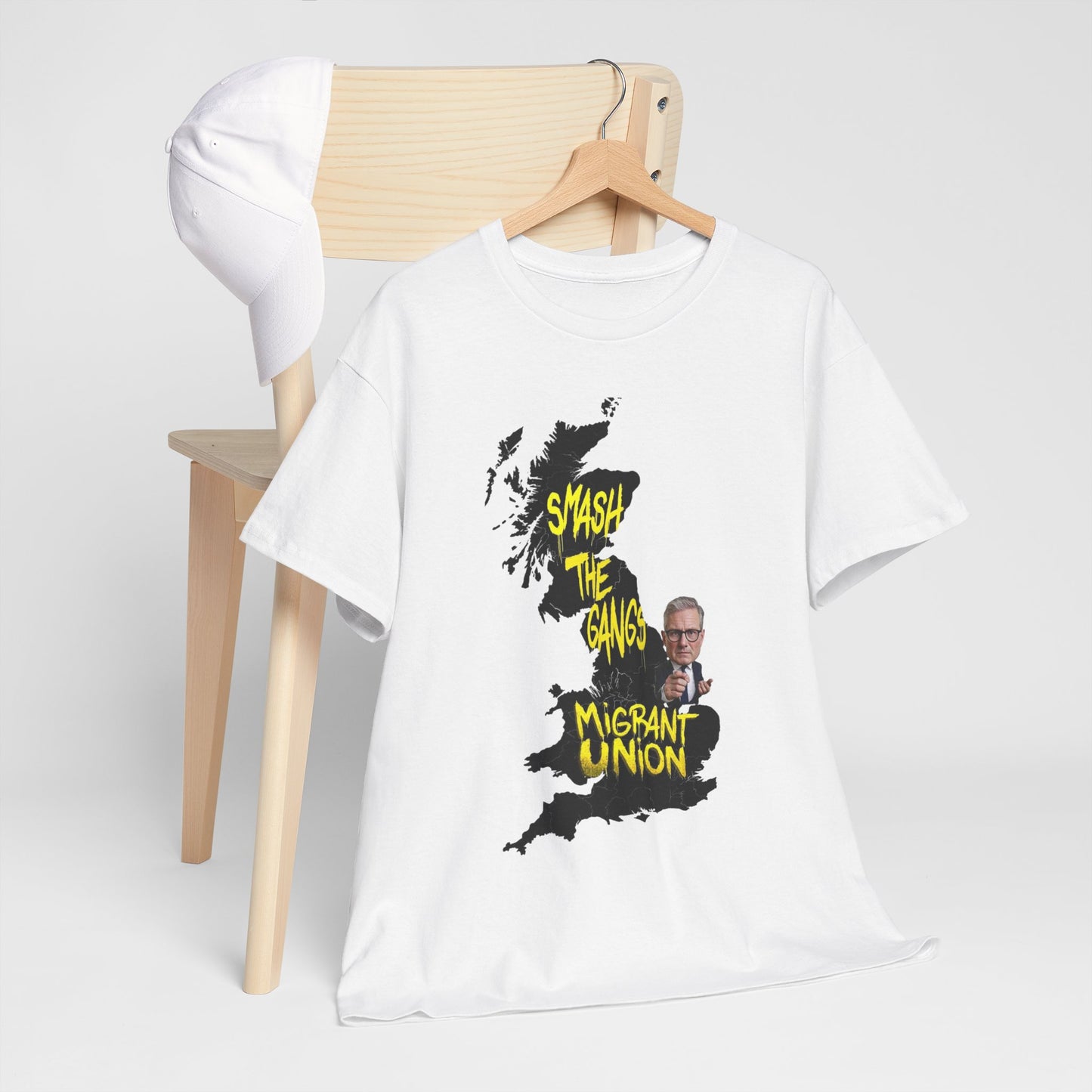 MIGRANT UNION starmer smash the gangs edition - Graphic Unisex Cotton Tee | Smash the Camps, Migrant Union | Protest Wear, Street Style, Music Festival, Casual Outfit