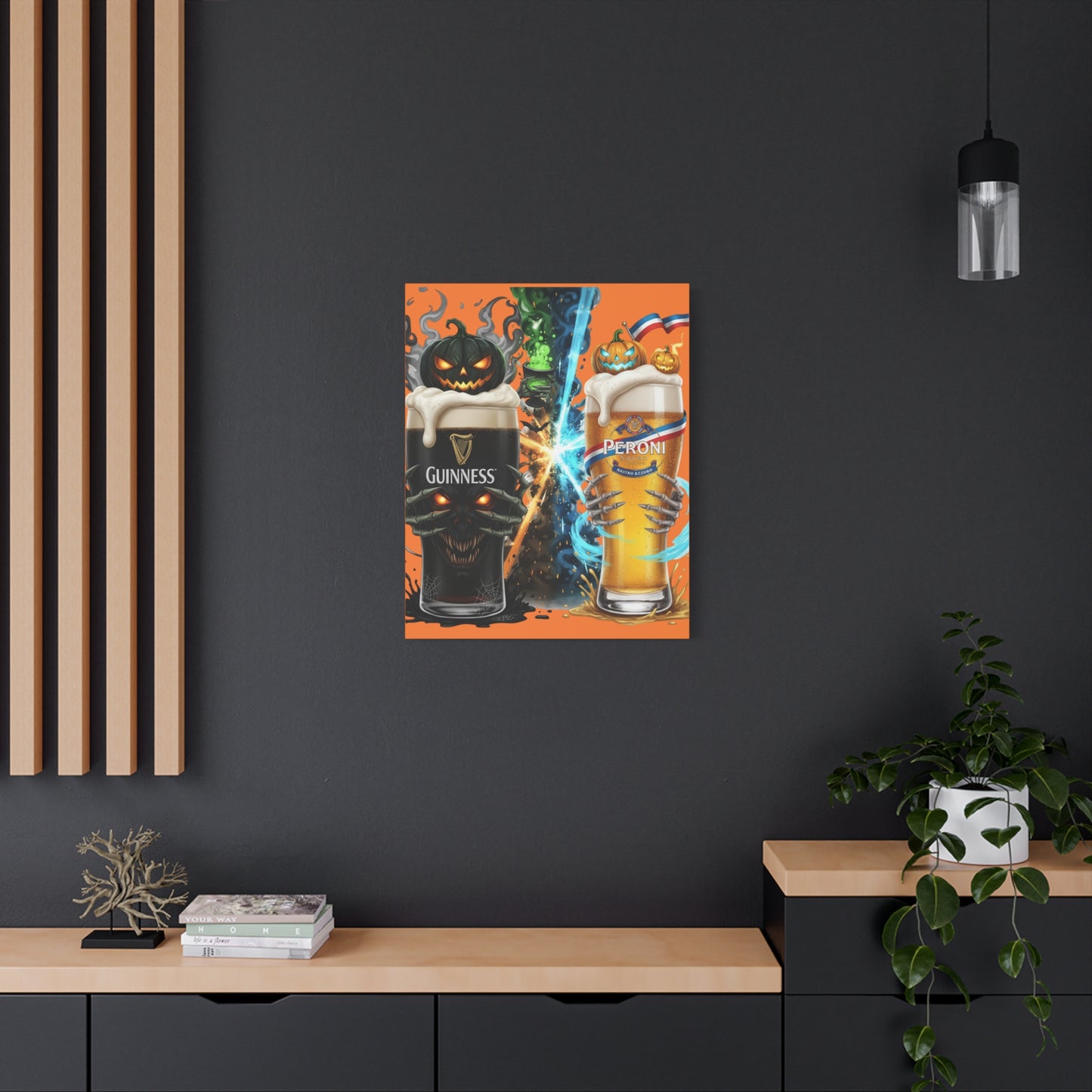 Halloween Guiness Beer Canvas Art Print, Spooky Wall Decor for Pub, Bar, Halloween Party, Unique Gift for Beer Lovers