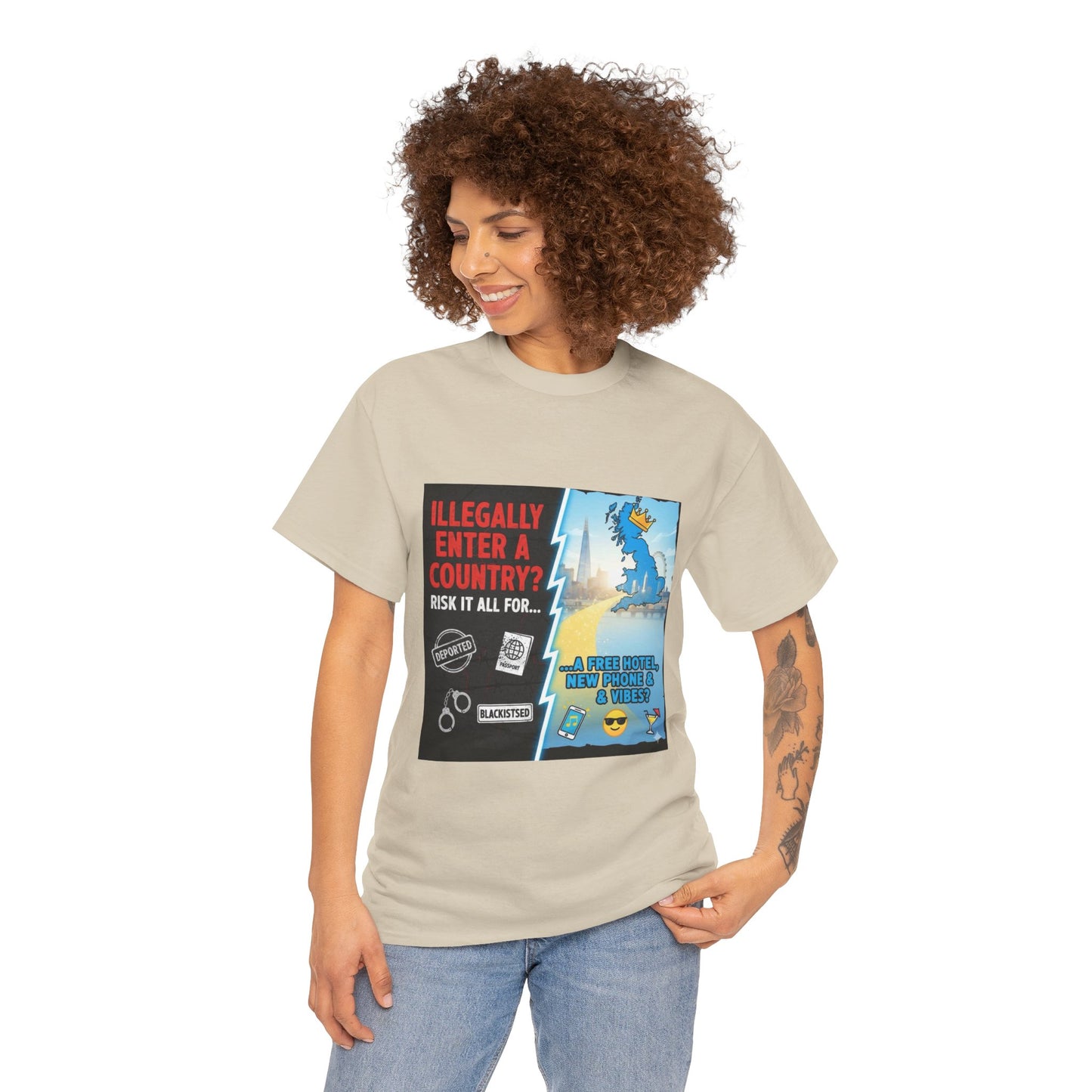 Enter illegally get free hotel t shirt - Bold Statement T-Shirt - Unisex Tee for Casual Wear, Gift for Friends, Humor Style, Graphic Tee, Perfect for Celebrations