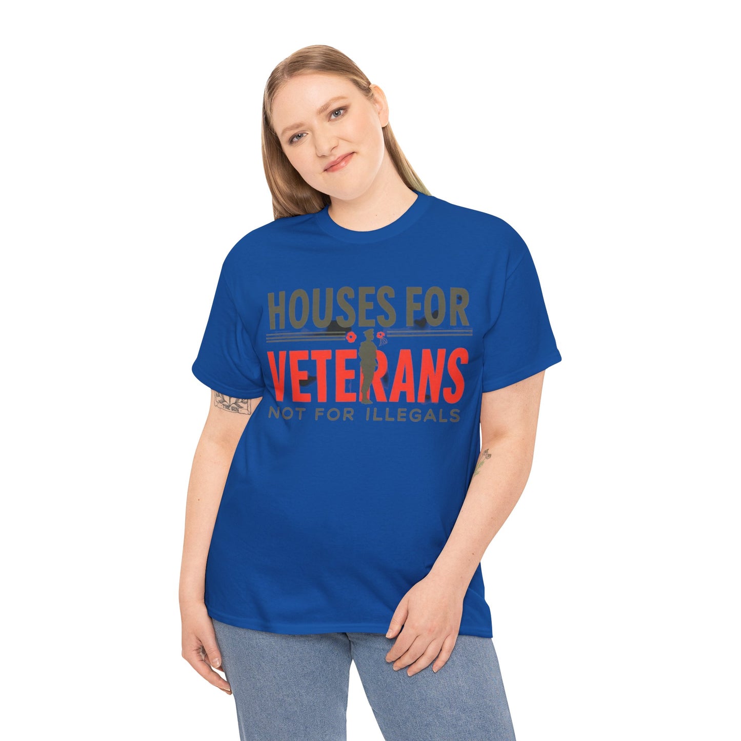 Unisex Heavy Cotton Tee - 'Houses for Veterans not for illegals' Statement Shirt for Supporters, Patriotic Gifts, Veteran Advocacy Apparel, Everyday [...]