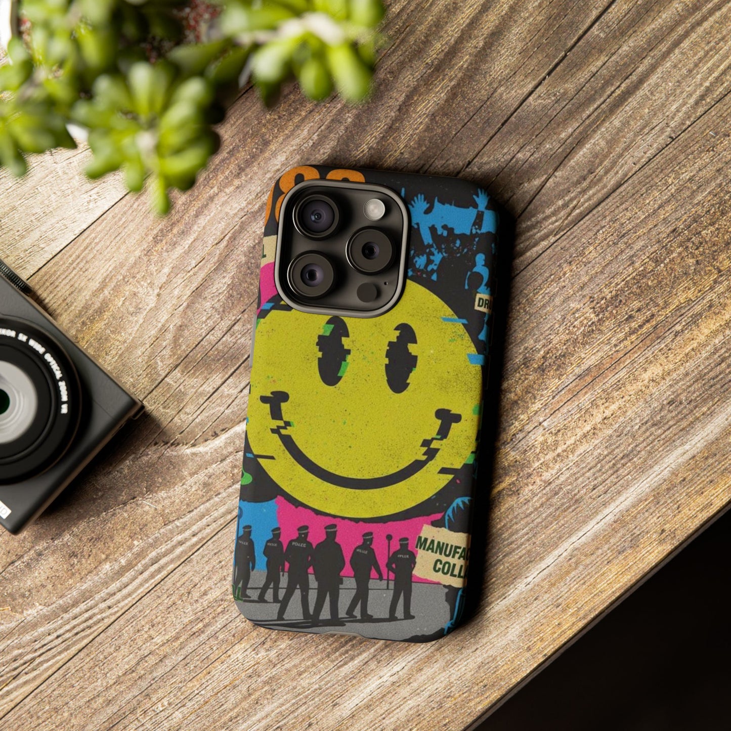 Acid house rave Vibrant iPhone Case, Tough Cases, Smiley Face Phone Cover, Fun Accessory, Colorful Phone Protector, Gift for Teenagers
