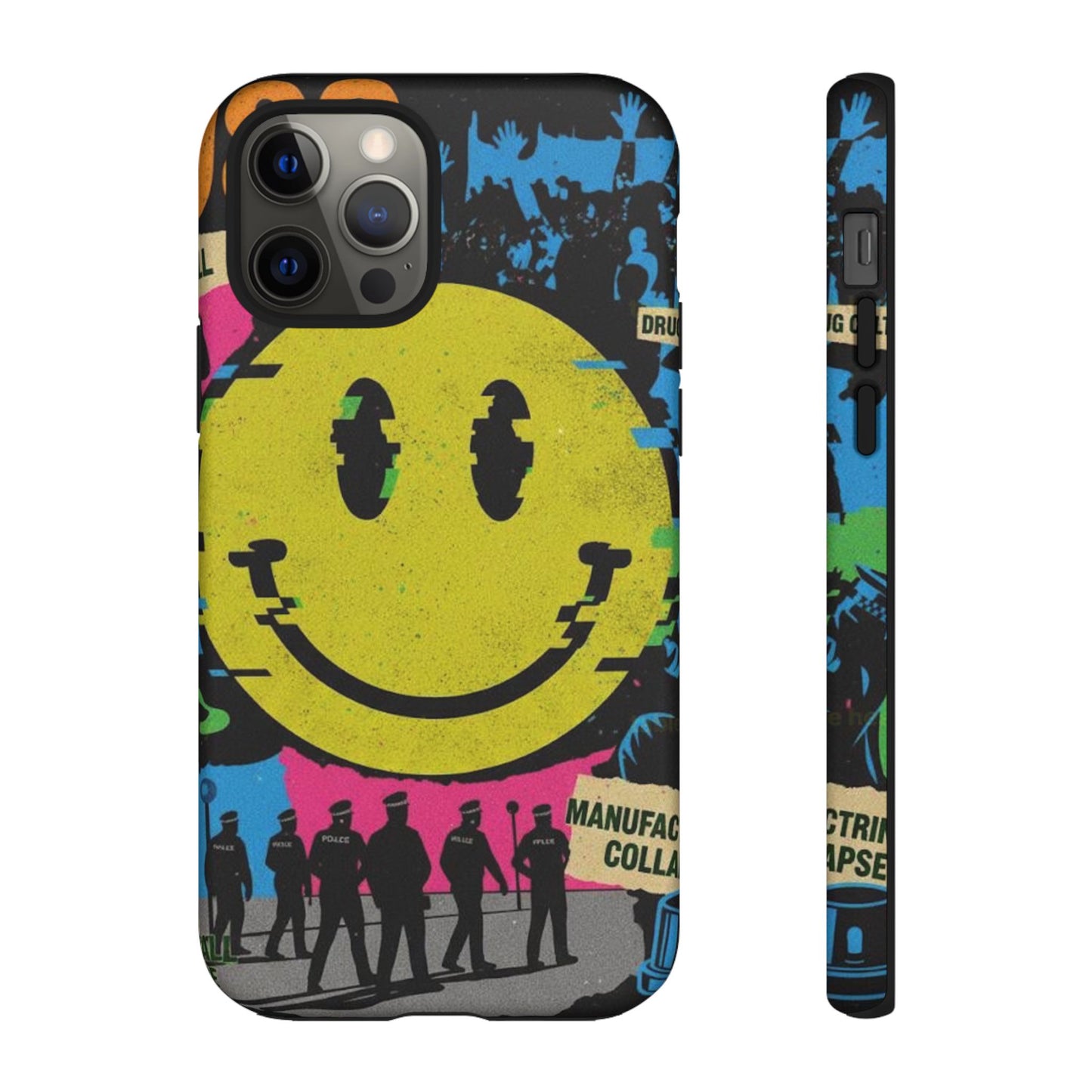 Acid house rave Vibrant iPhone Case, Tough Cases, Smiley Face Phone Cover, Fun Accessory, Colorful Phone Protector, Gift for Teenagers