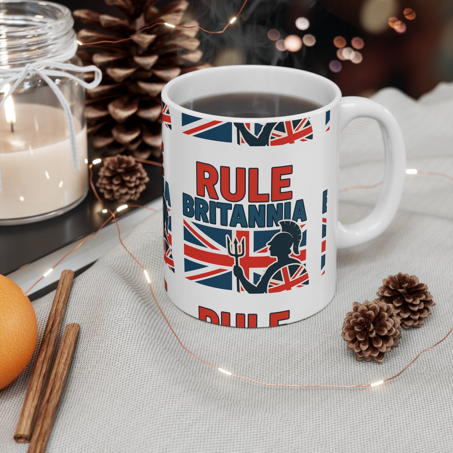 Rule Britannia Ceramic Coffee Cups - 11oz & 15oz - British Patriot Mugs, Tea Party, Gift Ideas, Cool Decor, National Pride