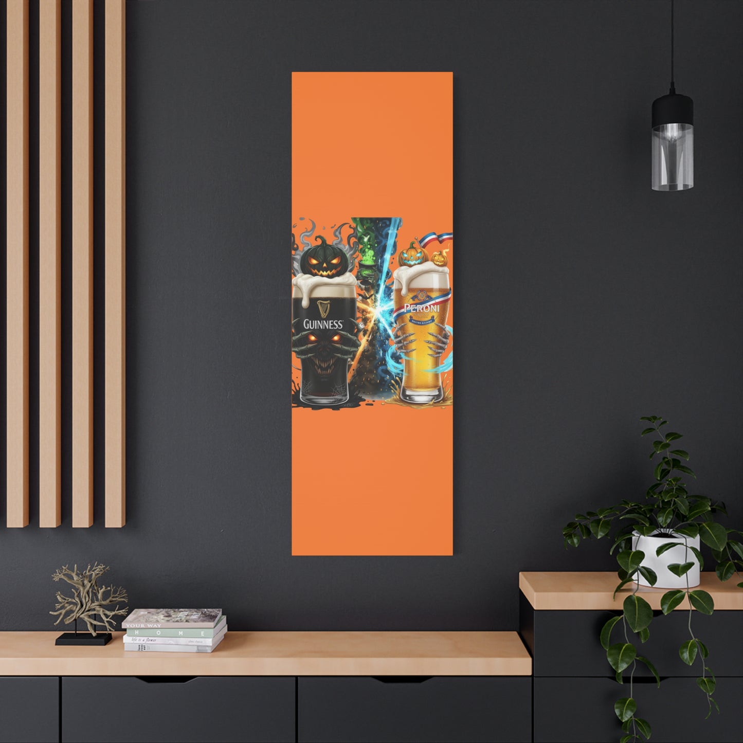 Halloween Guiness Beer Canvas Art Print, Spooky Wall Decor for Pub, Bar, Halloween Party, Unique Gift for Beer Lovers