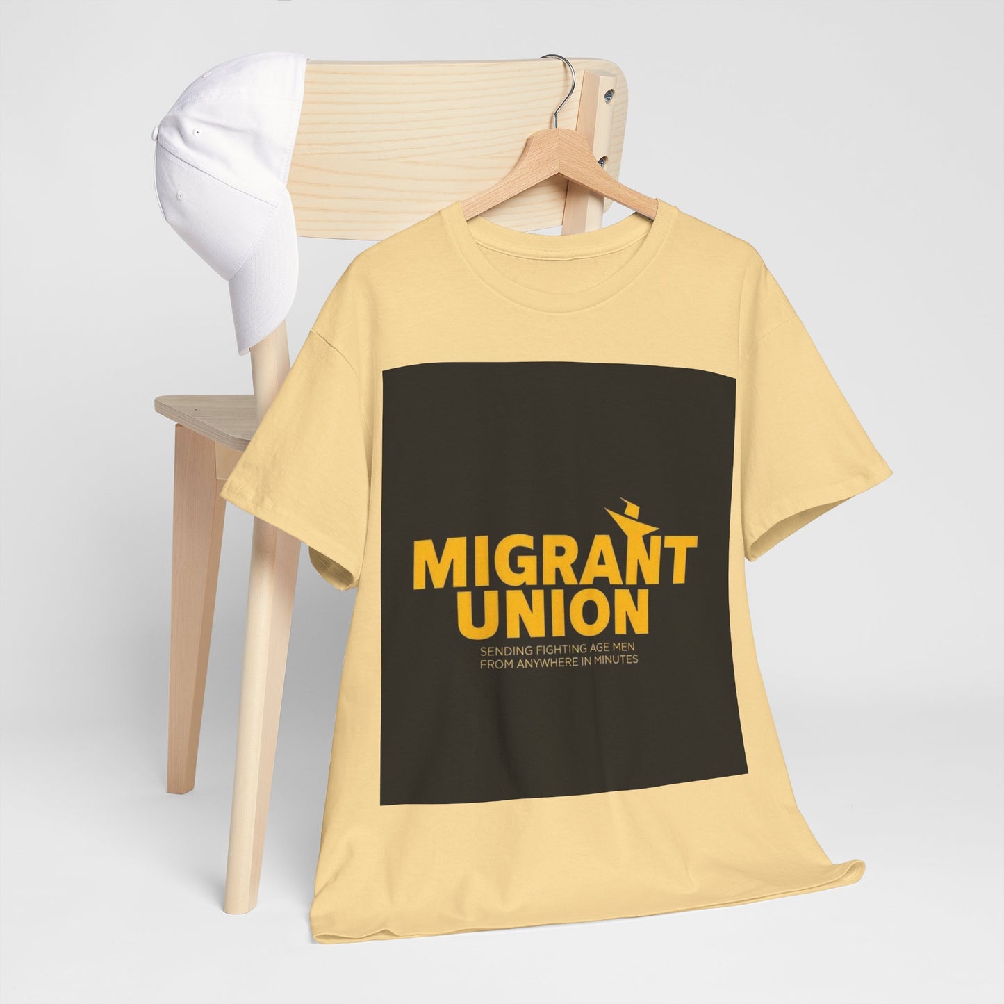 Migrant Union Unisex Heavy Cotton Tee, Casual Wear, Activism Shirt, Gift for Advocates, Comfortable Everyday Tee, Statement Clothing