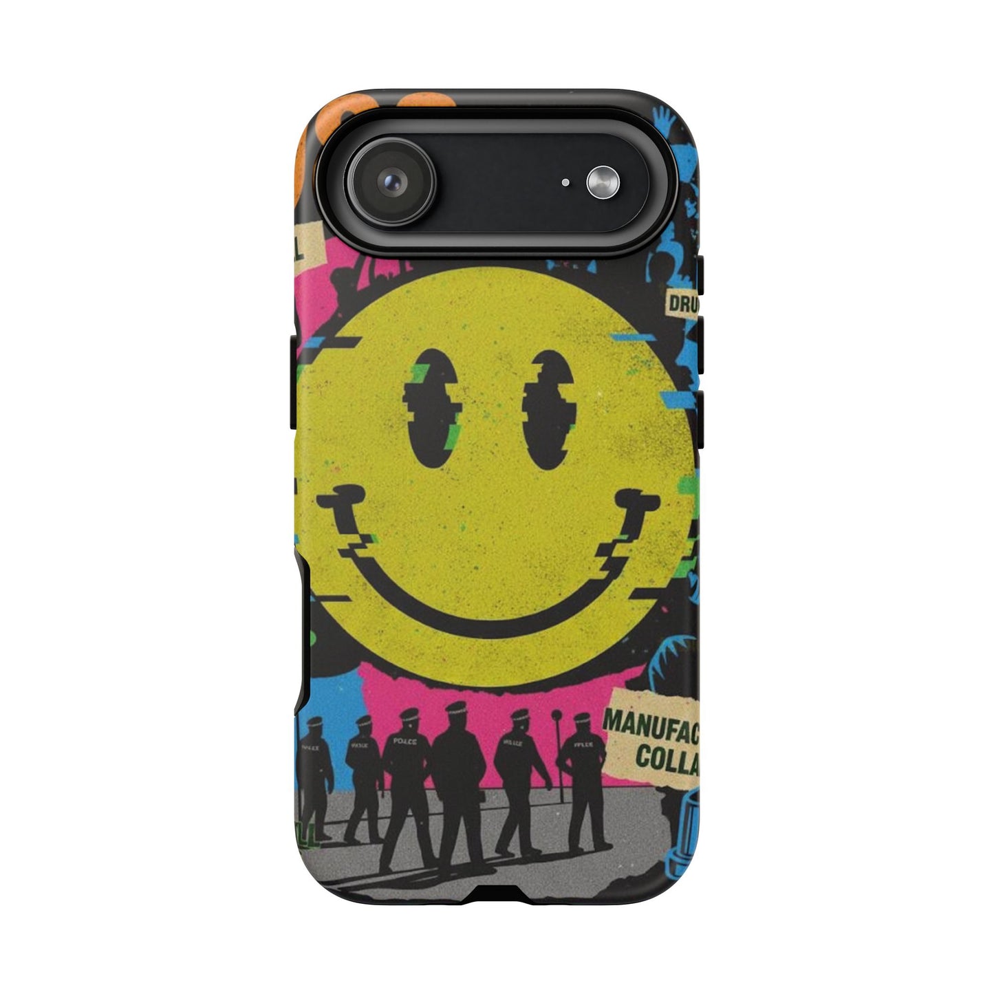 Acid house rave Vibrant iPhone Case, Tough Cases, Smiley Face Phone Cover, Fun Accessory, Colorful Phone Protector, Gift for Teenagers