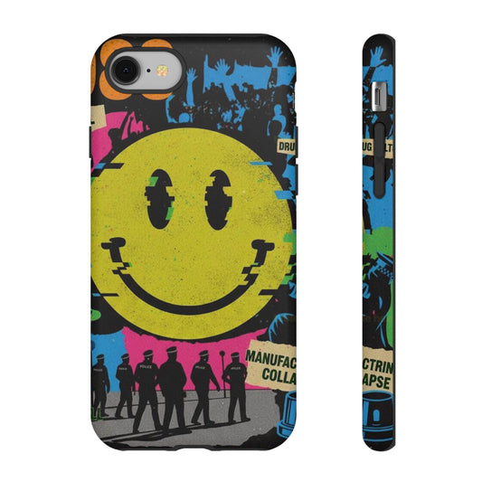 Acid house rave Vibrant iPhone Case, Tough Cases, Smiley Face Phone Cover, Fun Accessory, Colorful Phone Protector, Gift for Teenagers