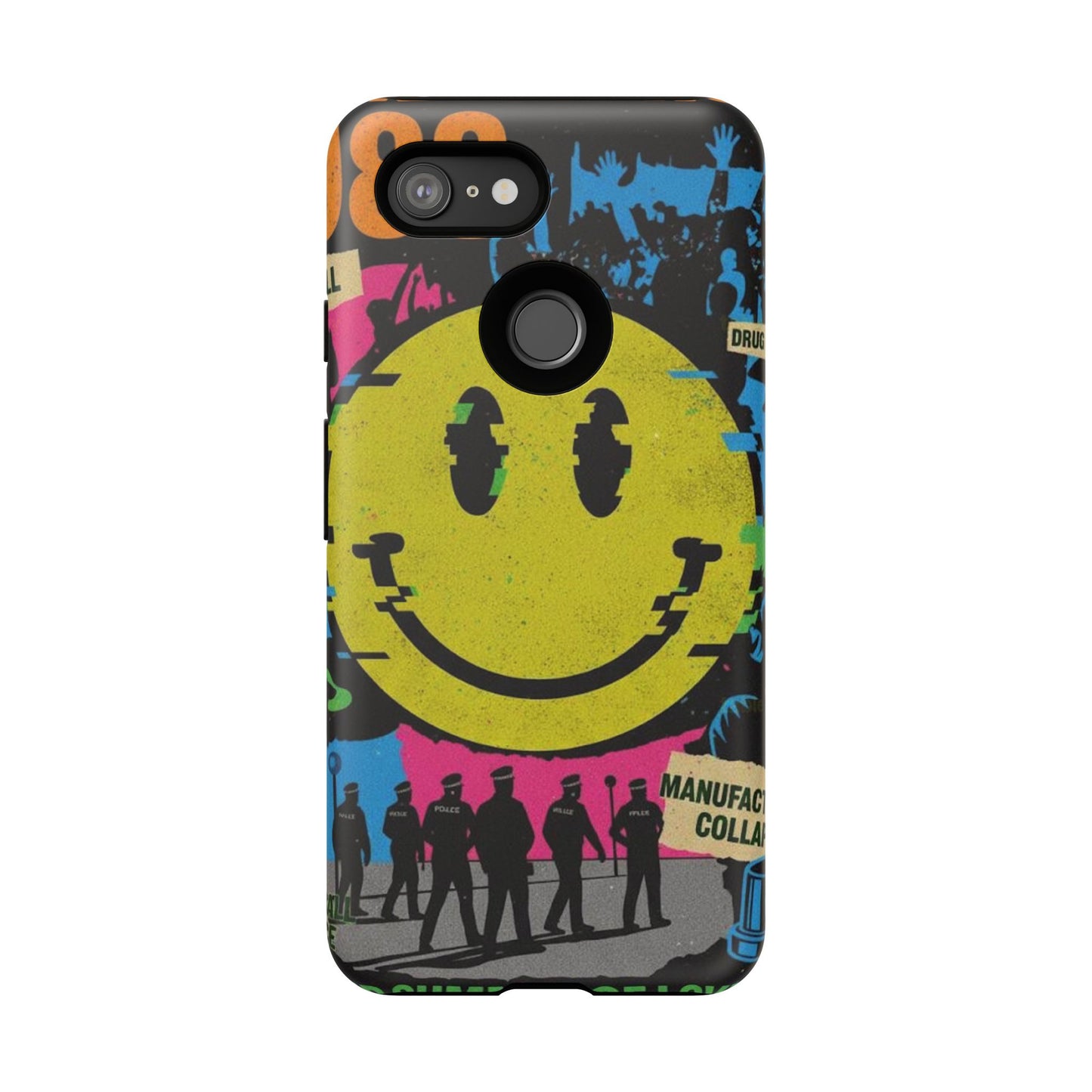 Acid house rave Vibrant iPhone Case, Tough Cases, Smiley Face Phone Cover, Fun Accessory, Colorful Phone Protector, Gift for Teenagers