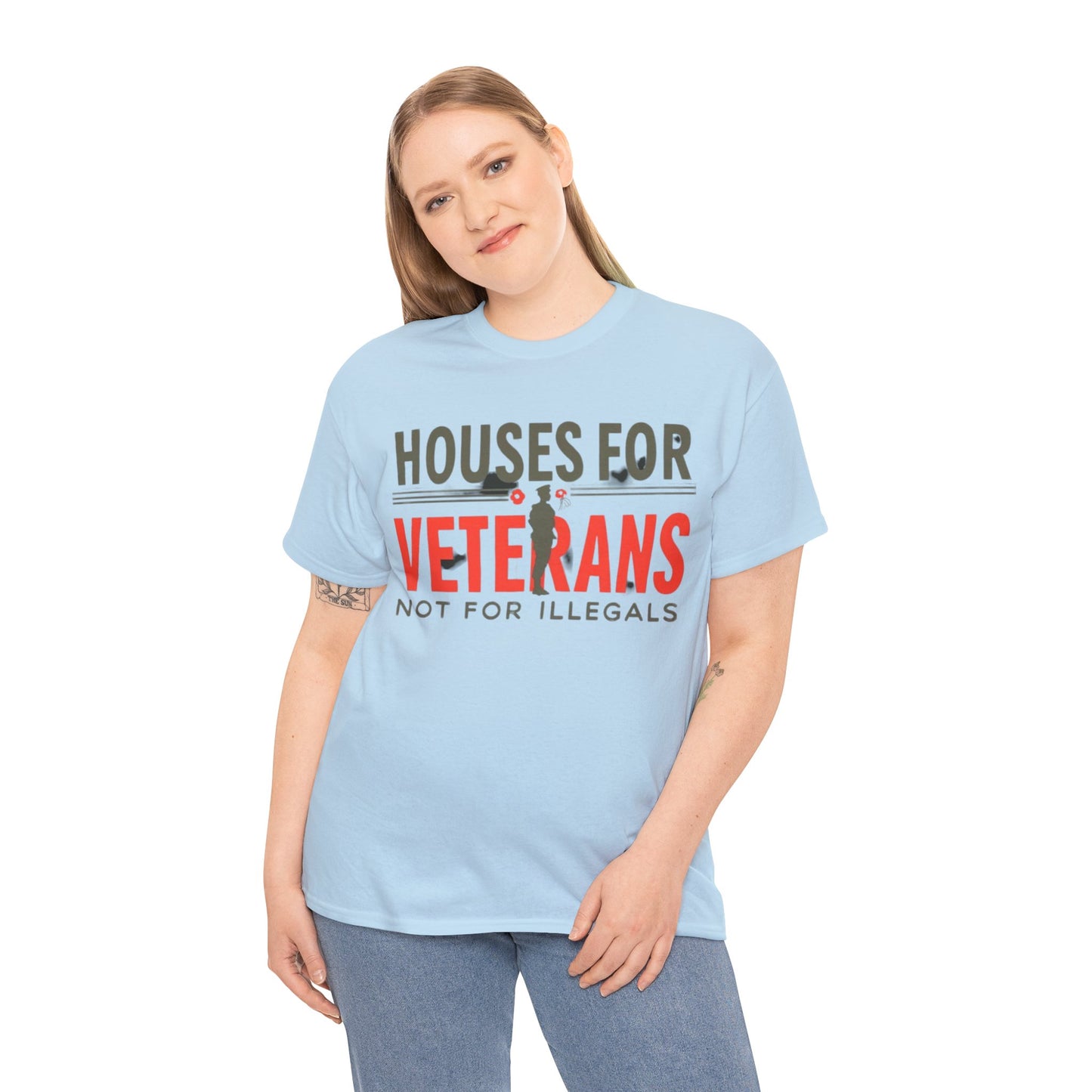 Unisex Heavy Cotton Tee - 'Houses for Veterans not for illegals' Statement Shirt for Supporters, Patriotic Gifts, Veteran Advocacy Apparel, Everyday [...]