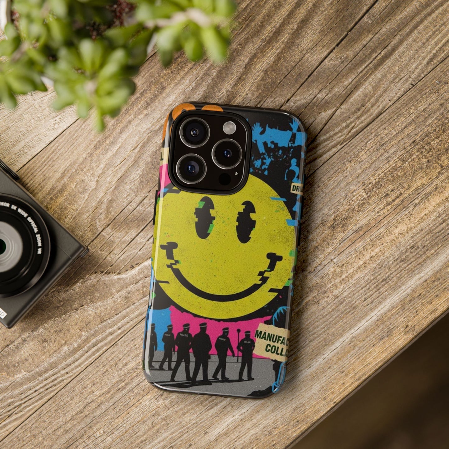 Acid house rave Vibrant iPhone Case, Tough Cases, Smiley Face Phone Cover, Fun Accessory, Colorful Phone Protector, Gift for Teenagers