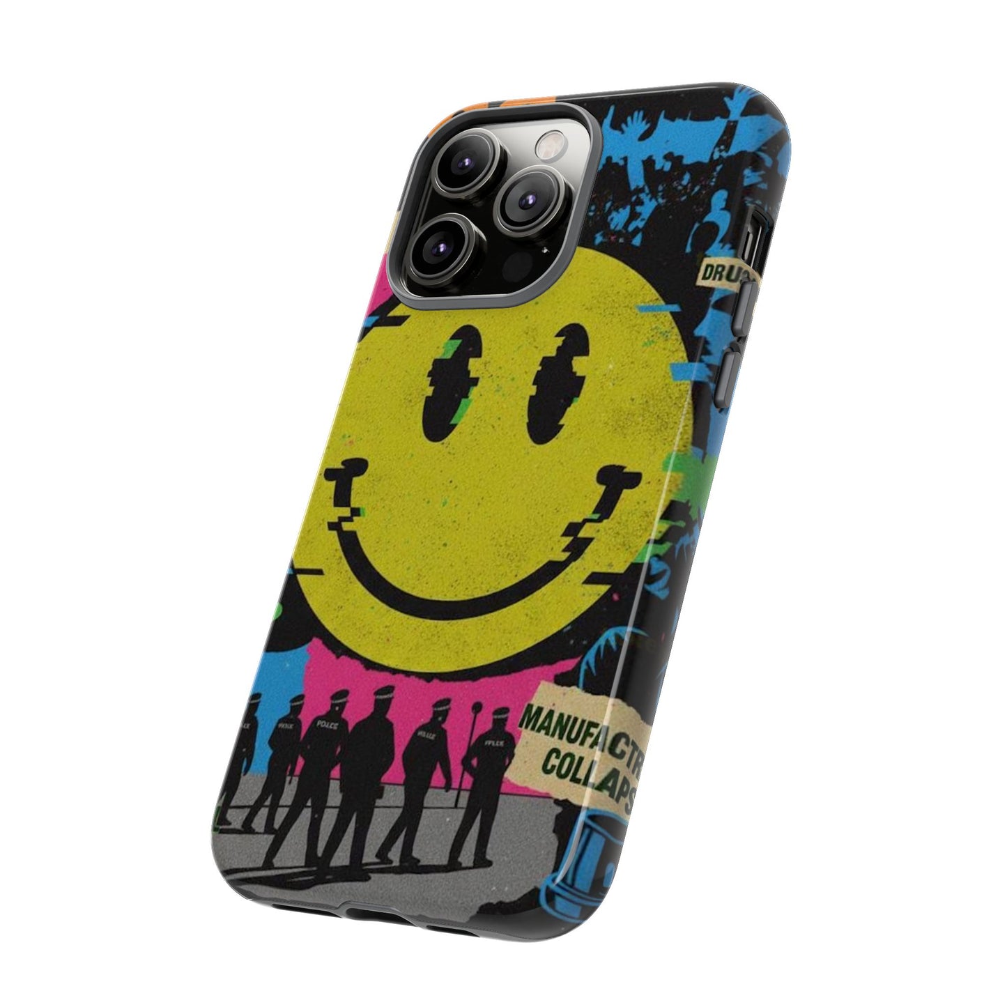 Acid house rave Vibrant iPhone Case, Tough Cases, Smiley Face Phone Cover, Fun Accessory, Colorful Phone Protector, Gift for Teenagers