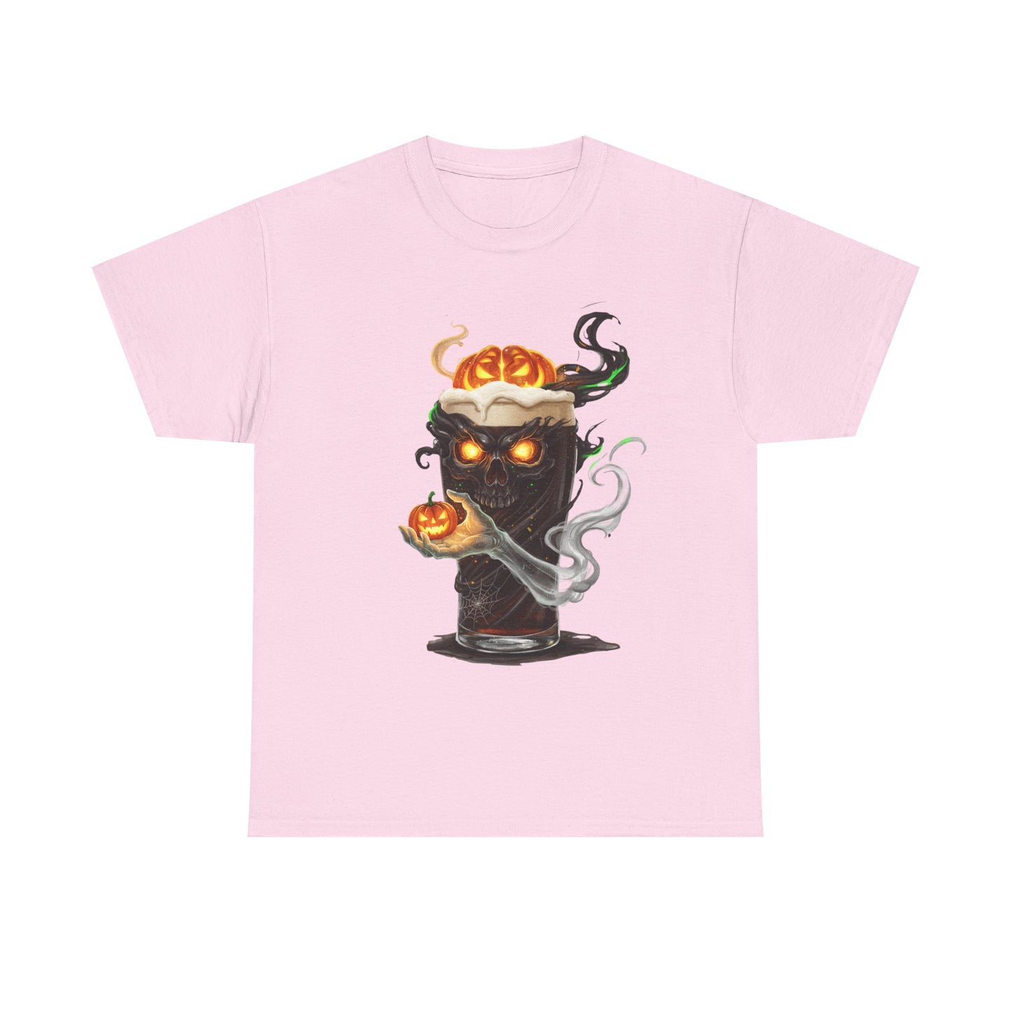 Spooky Skull Pumpkin Guiness Unisex Heavy Cotton Tee