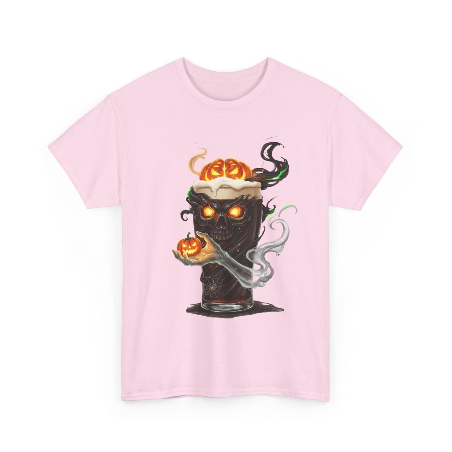 Spooky Skull Pumpkin Guiness Unisex Heavy Cotton Tee