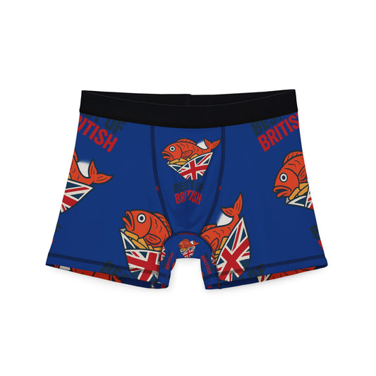 fish & chips Best of British Men's Boxers, Fun Underwear, Unique Gift for Him, British Pride Boxers, Quirky Swimwear, Comfortable Loungewear