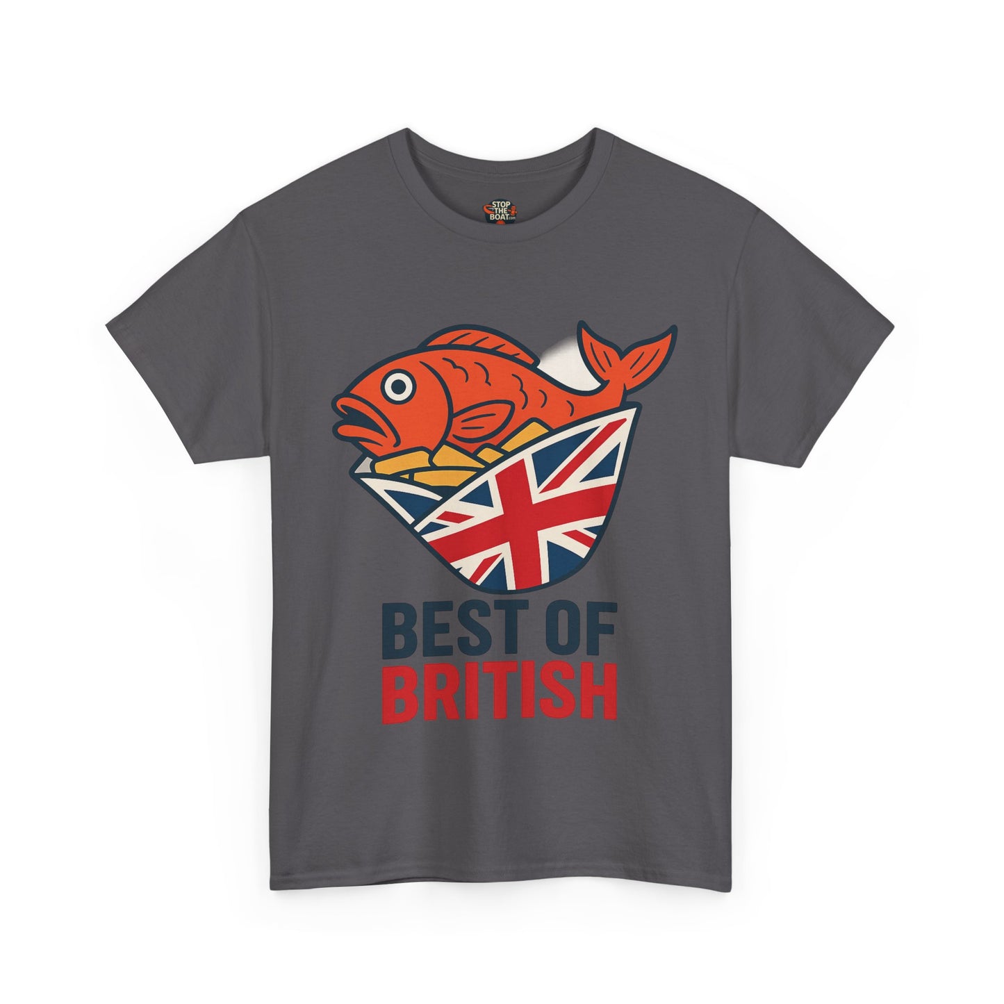 Best of British Fish & chips Unisex Heavy Cotton Tee - Fun Graphic Tee, Casual Summer Shirt, Gifts for Brits, Festival Wear, Travel T-Shirt