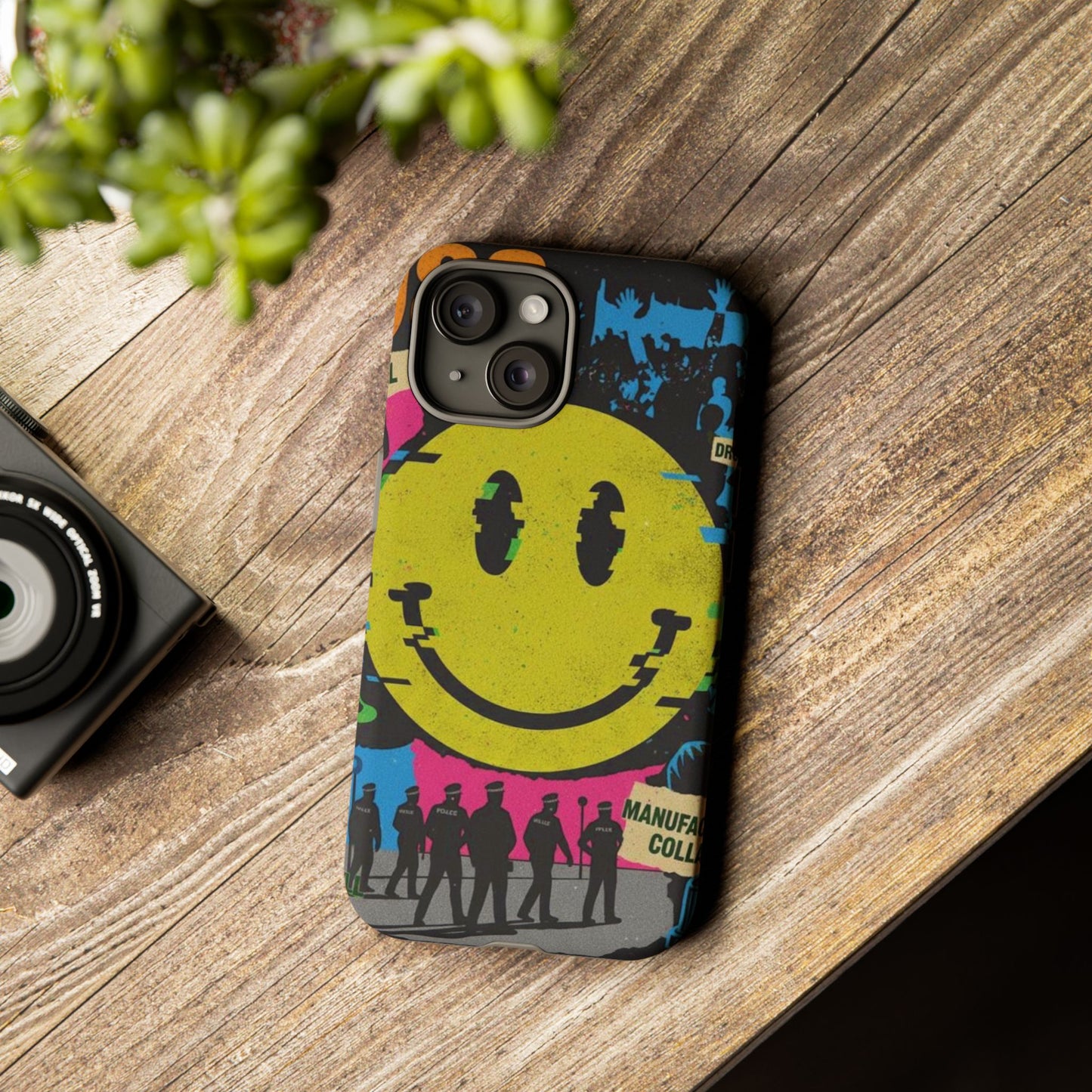 Acid house rave Vibrant iPhone Case, Tough Cases, Smiley Face Phone Cover, Fun Accessory, Colorful Phone Protector, Gift for Teenagers