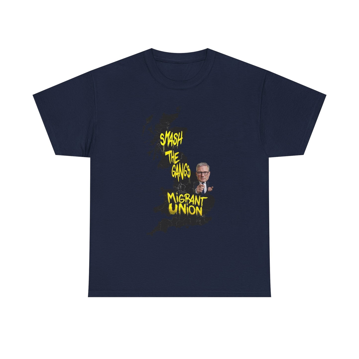 MIGRANT UNION starmer smash the gangs edition - Graphic Unisex Cotton Tee | Smash the Camps, Migrant Union | Protest Wear, Street Style, Music Festival, Casual Outfit