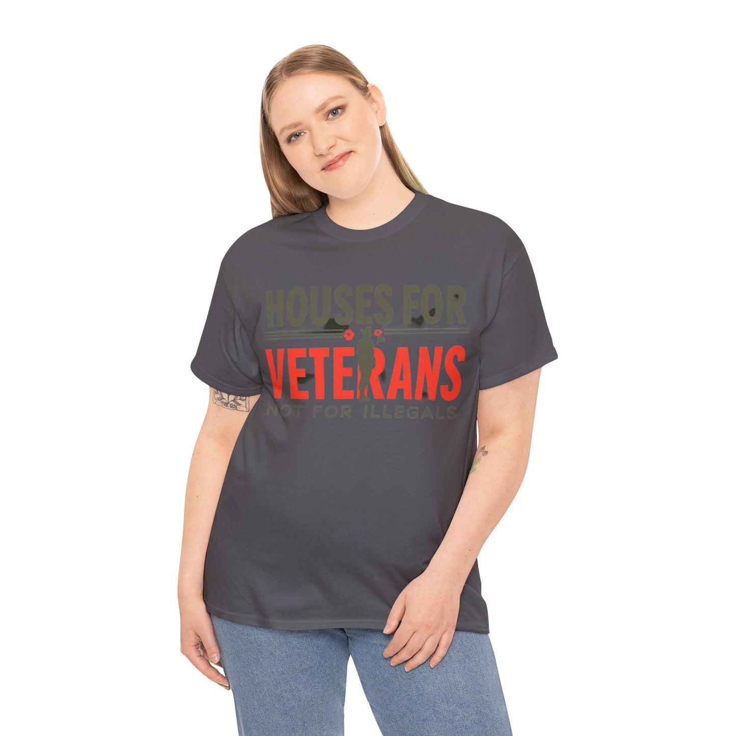 Unisex Heavy Cotton Tee - 'Houses for Veterans not for illegals' Statement Shirt for Supporters, Patriotic Gifts, Veteran Advocacy Apparel, Everyday [...]