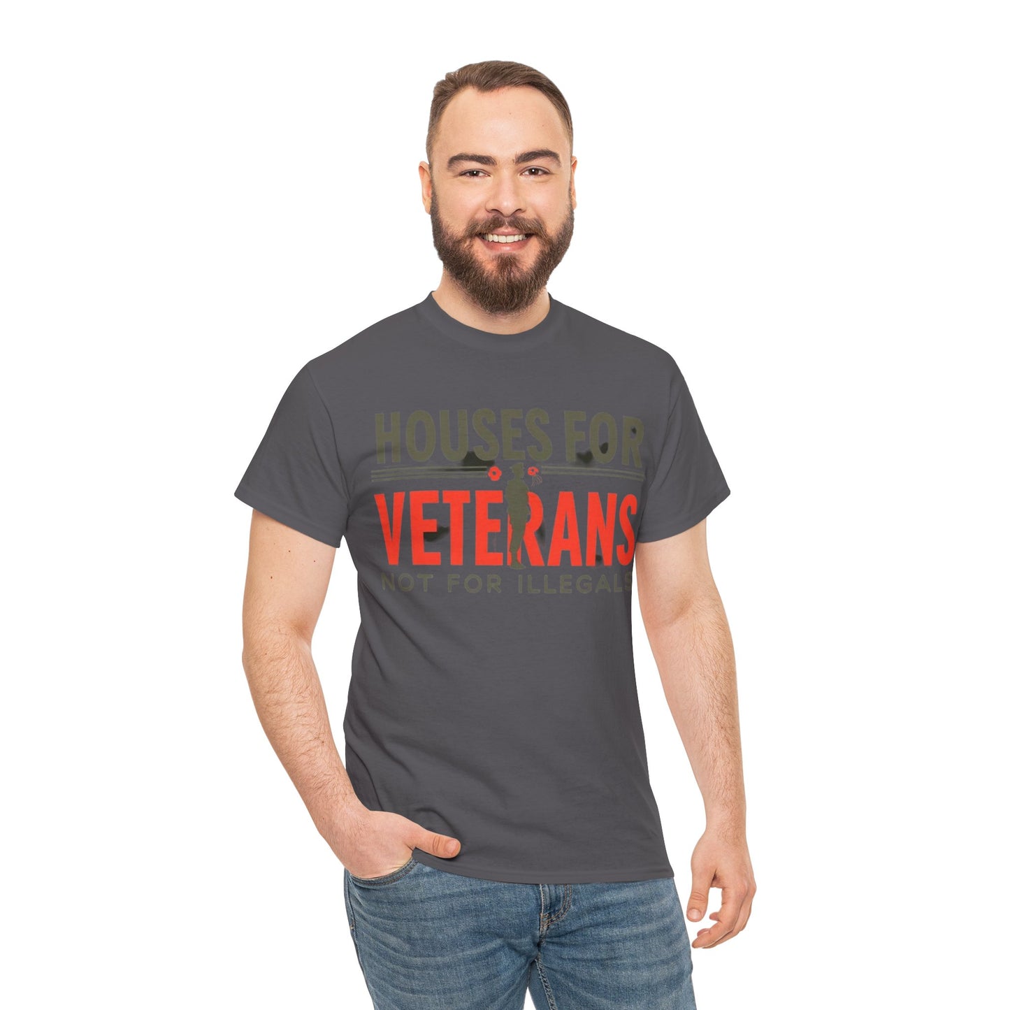 Unisex Heavy Cotton Tee - 'Houses for Veterans not for illegals' Statement Shirt for Supporters, Patriotic Gifts, Veteran Advocacy Apparel, Everyday [...]