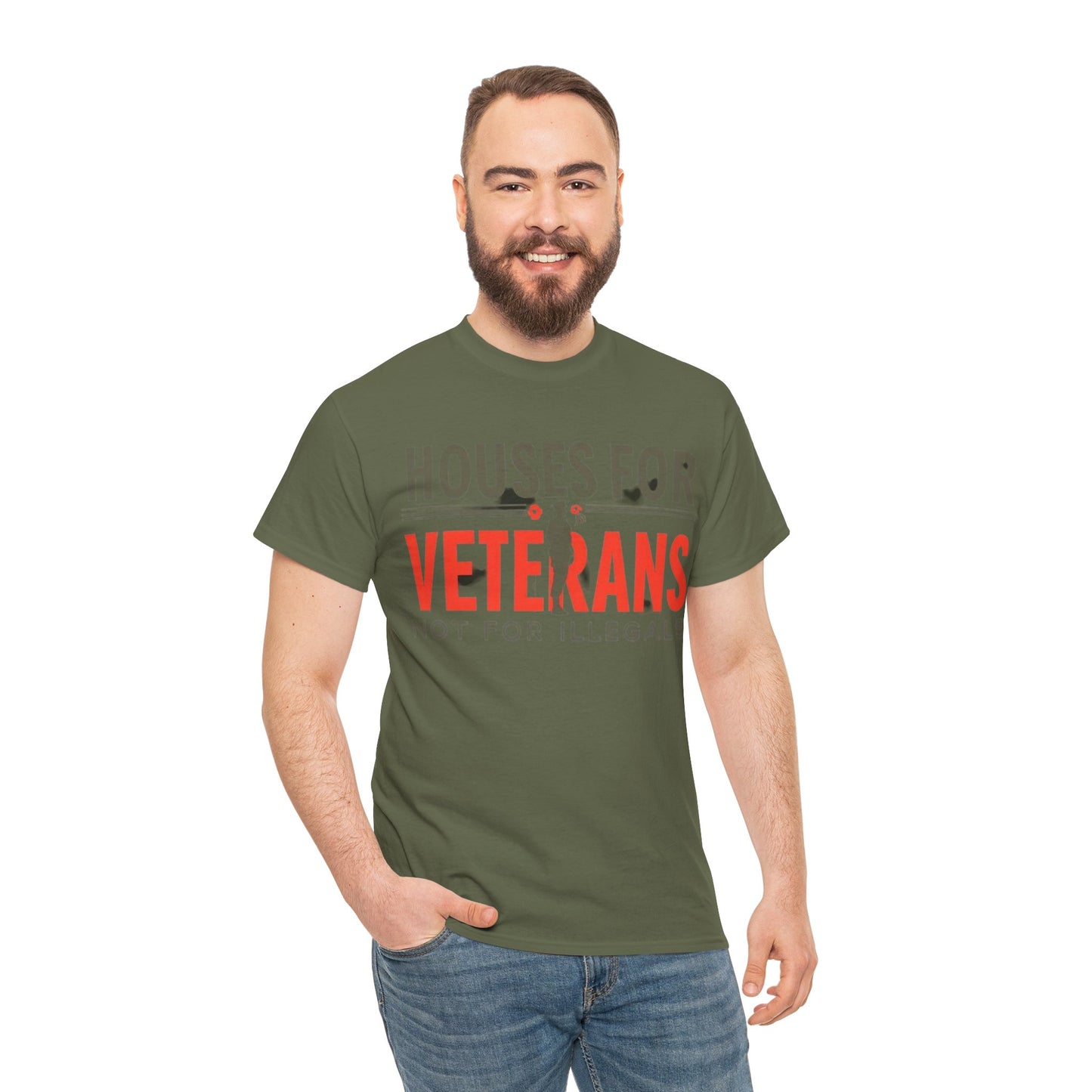 Unisex Heavy Cotton Tee - 'Houses for Veterans not for illegals' Statement Shirt for Supporters, Patriotic Gifts, Veteran Advocacy Apparel, Everyday [...]