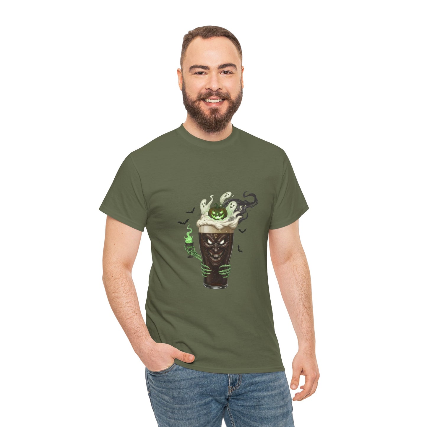 Guiness halloween Artistic Unisex Tee featuring Eco-Themed Design, Perfect for Casual Wear, Gift for Nature Lovers, Eco-Conscious Apparel, Earth Day