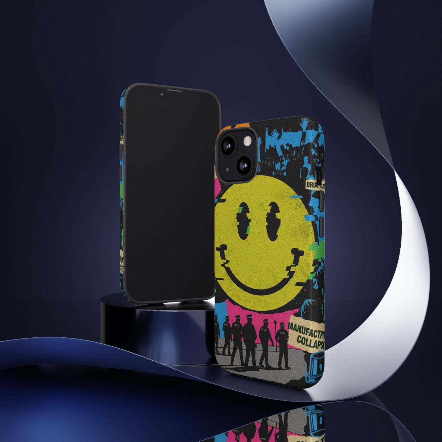 Acid house rave Vibrant iPhone Case, Tough Cases, Smiley Face Phone Cover, Fun Accessory, Colorful Phone Protector, Gift for Teenagers