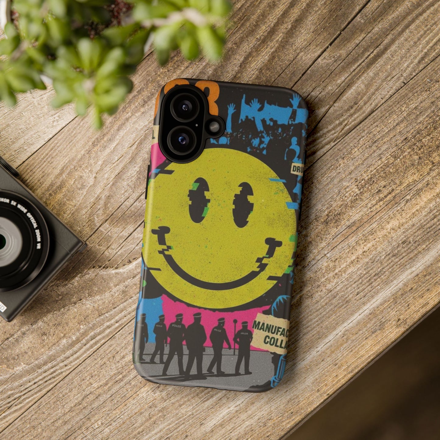 Acid house rave Vibrant iPhone Case, Tough Cases, Smiley Face Phone Cover, Fun Accessory, Colorful Phone Protector, Gift for Teenagers