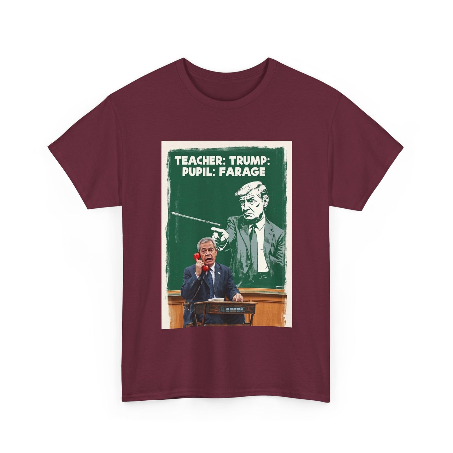 Political Humor Tee: Teacher Trump & Pupil Farage Graphic Shirt