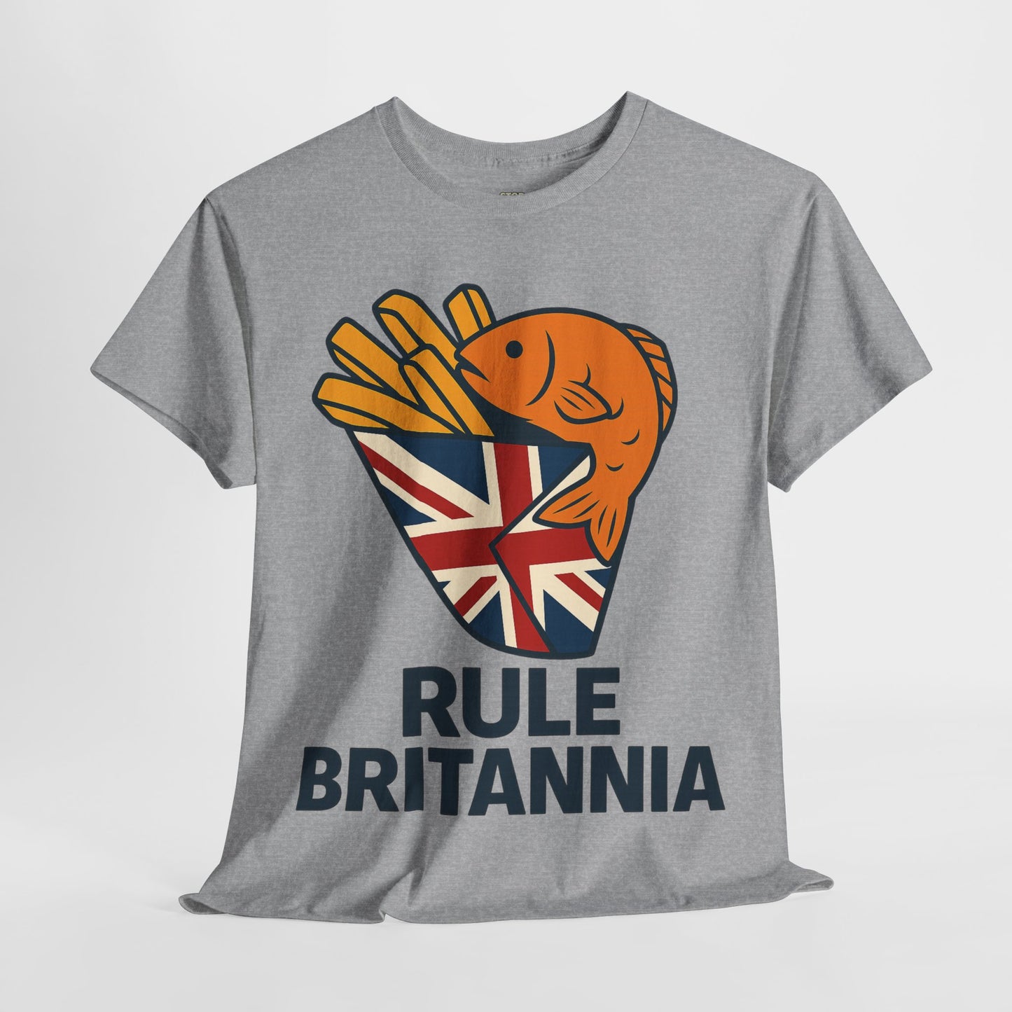 Fish & chips inspired Graphic Tee, Rule Britannia, Unisex Cotton T-Shirt, Casual Wear, Gift for Fish Lovers, Fun British Humor Shirt