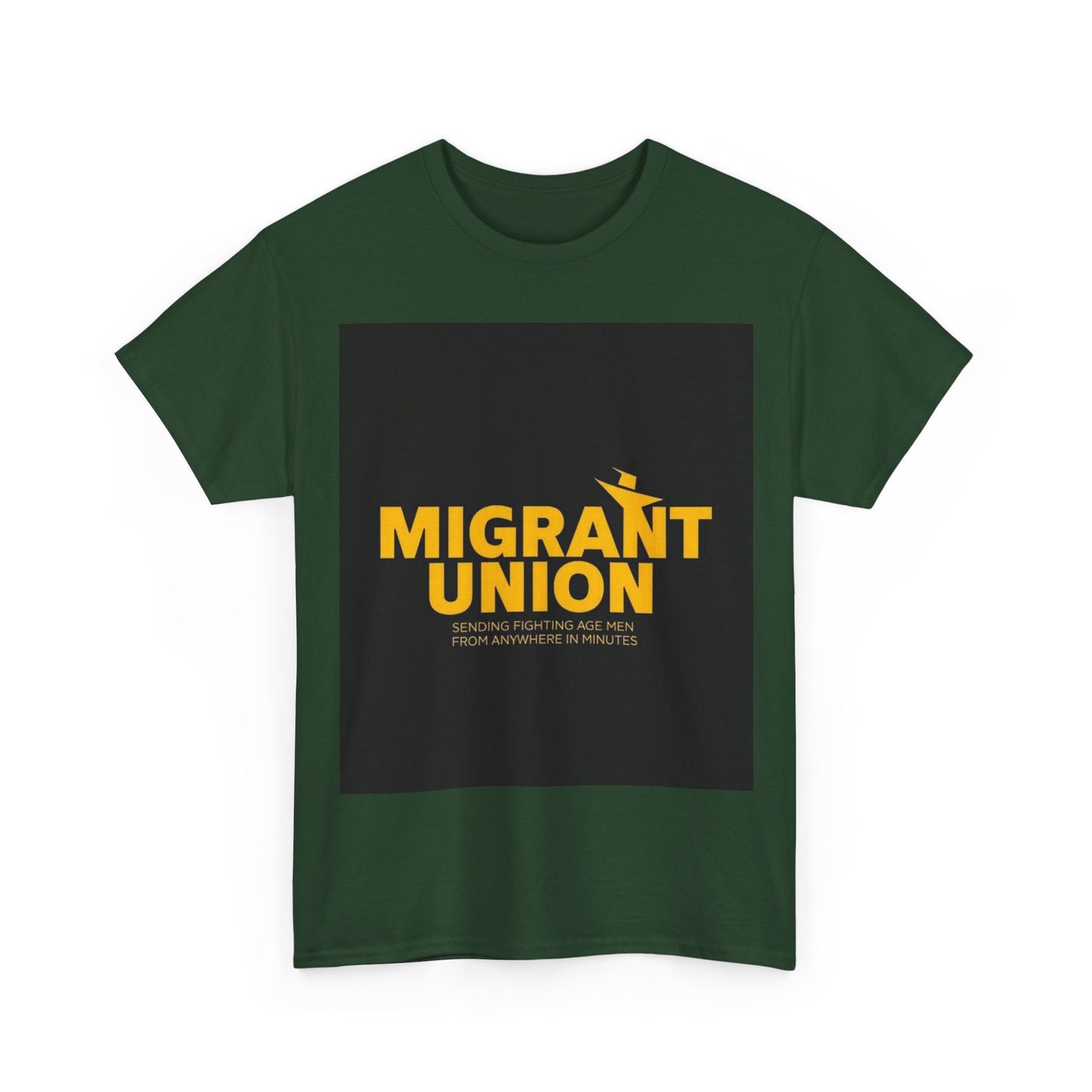 Migrant Union Unisex Heavy Cotton Tee, Casual Wear, Activism Shirt, Gift for Advocates, Comfortable Everyday Tee, Statement Clothing
