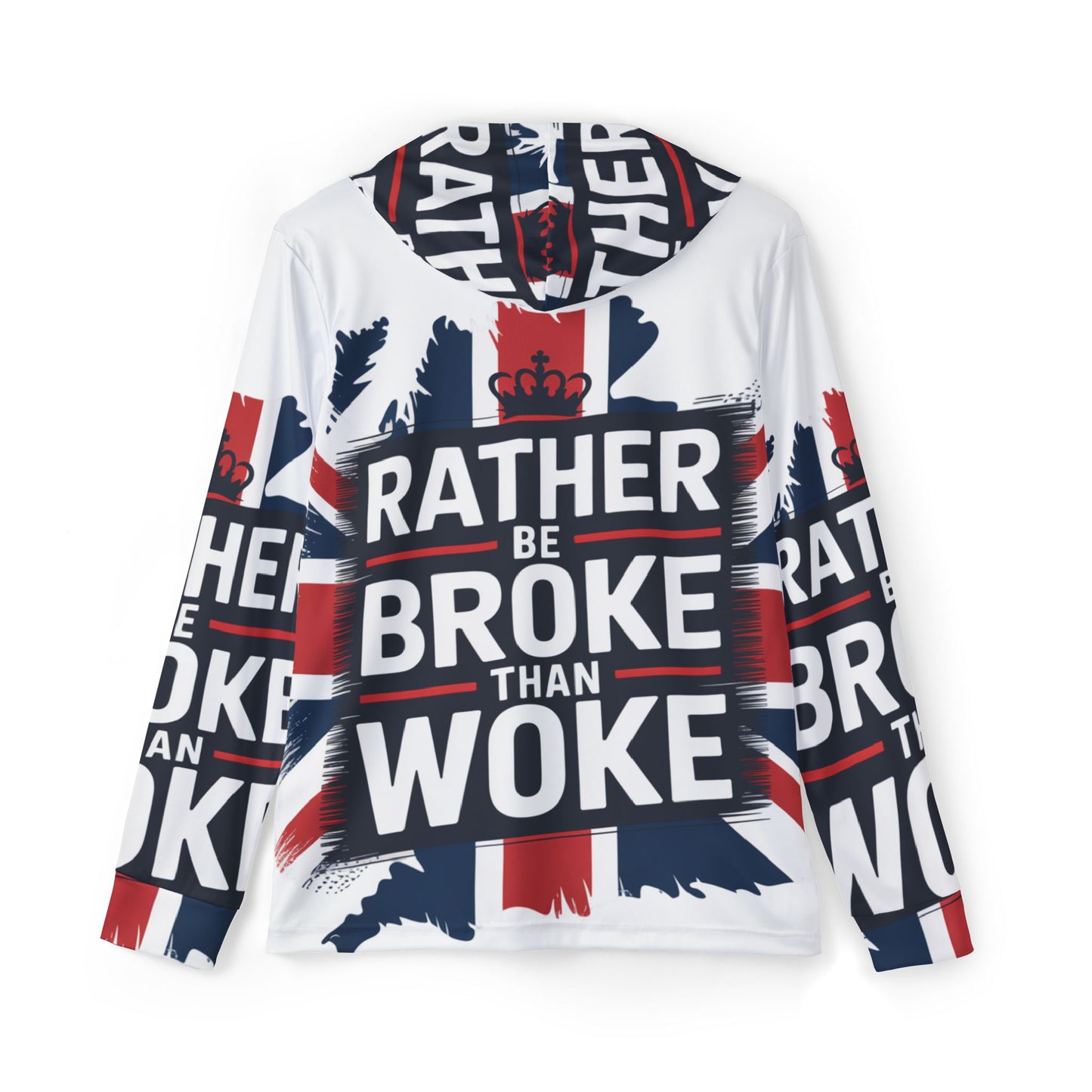 id rather be broke than woke stop the boats Men's Sports Warmup Hoodie (AOP)