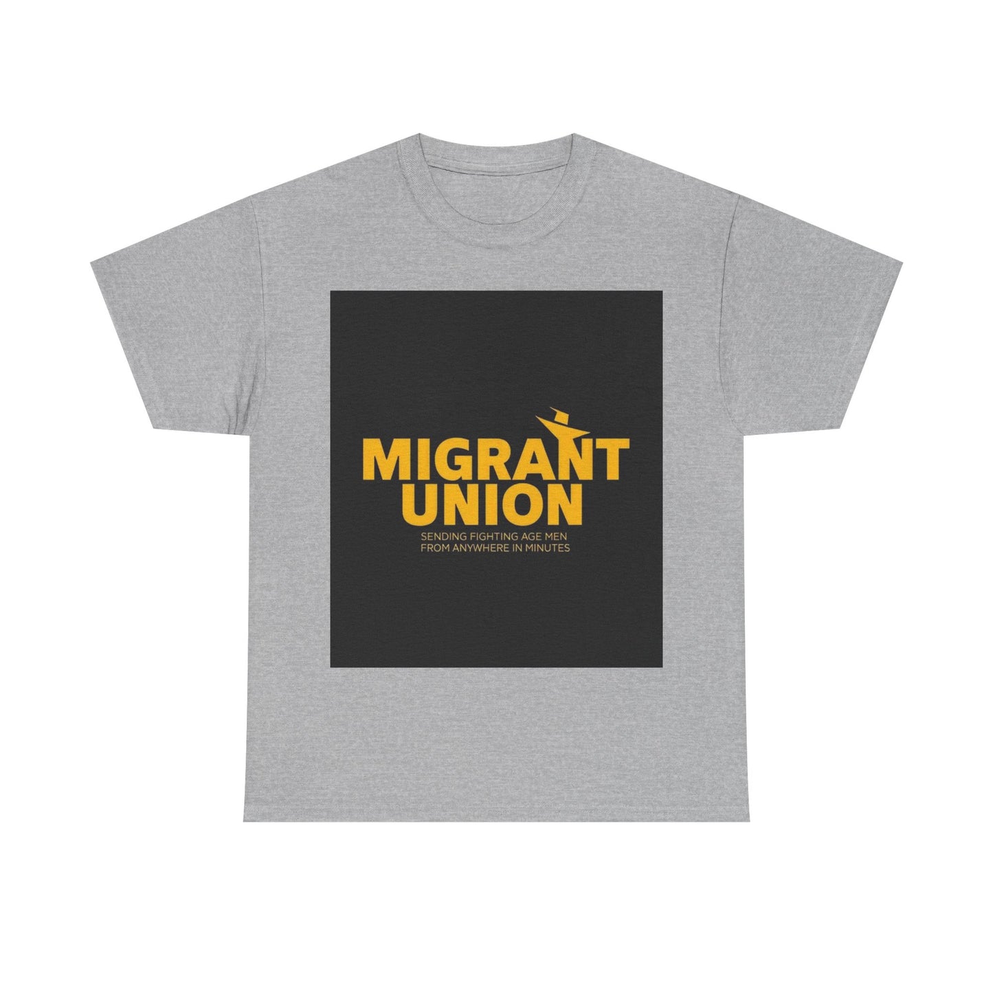 Migrant Union Unisex Heavy Cotton Tee, Casual Wear, Activism Shirt, Gift for Advocates, Comfortable Everyday Tee, Statement Clothing