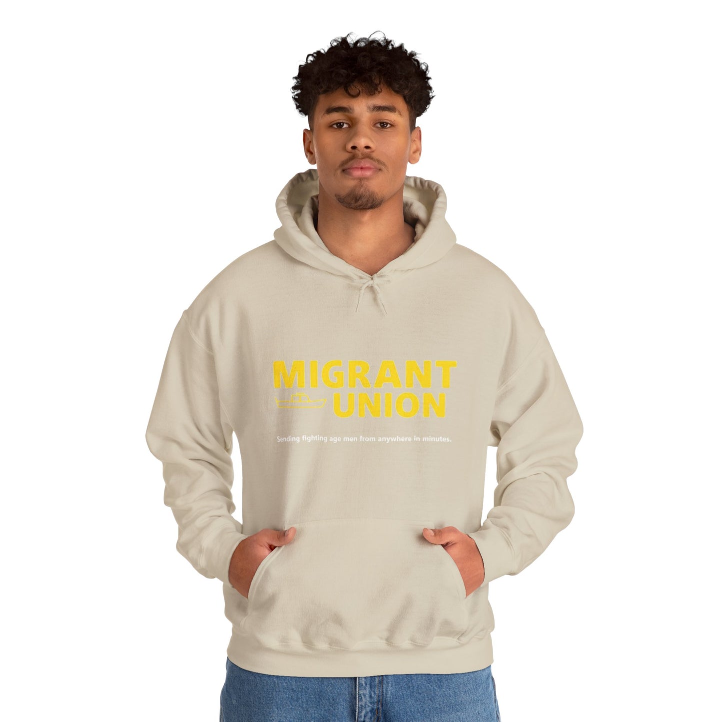 Migrant Union Hooded Sweatshirt, Unisex Sweatshirt, Cozy Layer, Activism Apparel, Streetwear, Gift for Protesters, Conscious Fashion