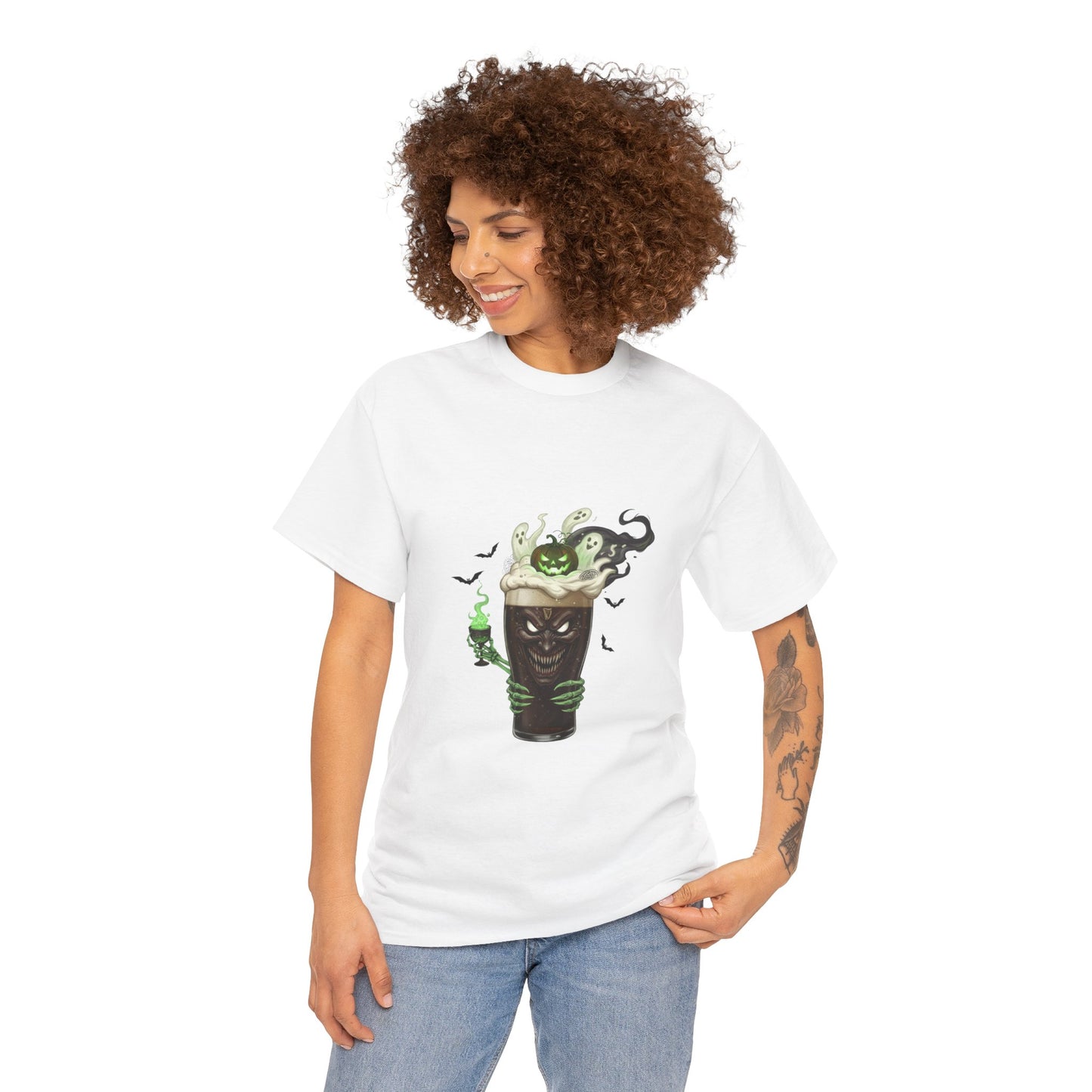 Guiness halloween Artistic Unisex Tee featuring Eco-Themed Design, Perfect for Casual Wear, Gift for Nature Lovers, Eco-Conscious Apparel, Earth Day