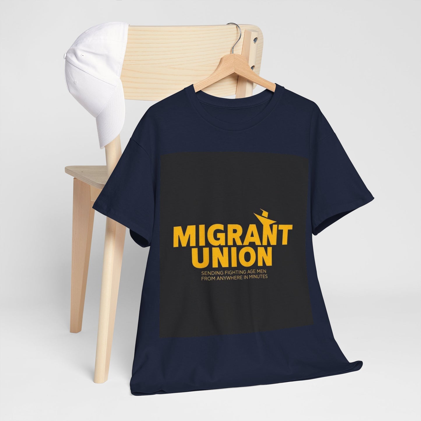 Migrant Union Unisex Heavy Cotton Tee, Casual Wear, Activism Shirt, Gift for Advocates, Comfortable Everyday Tee, Statement Clothing
